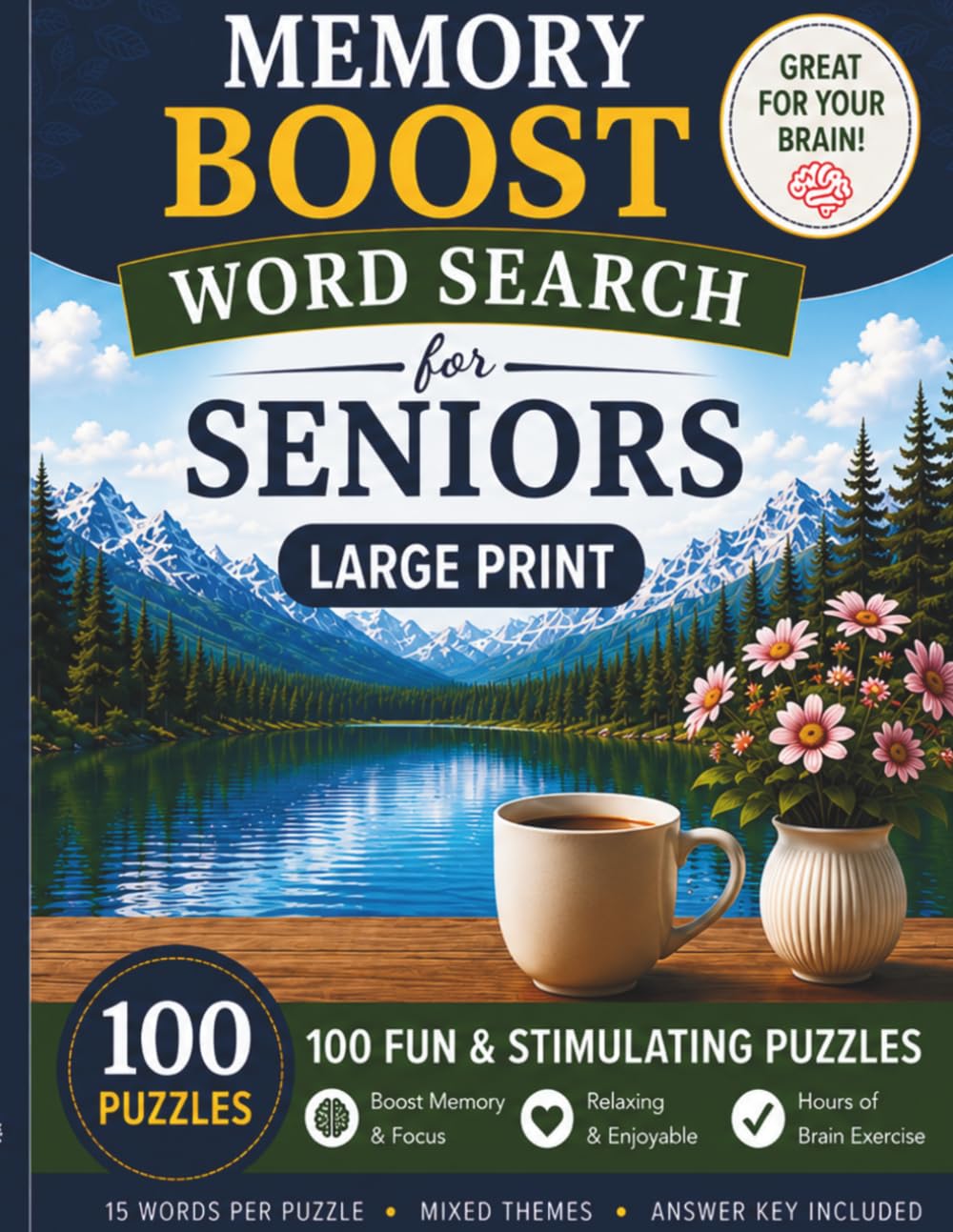 Memory Boost Word Search for Seniors: Large Print Word Search Puzzle Book for Seniors