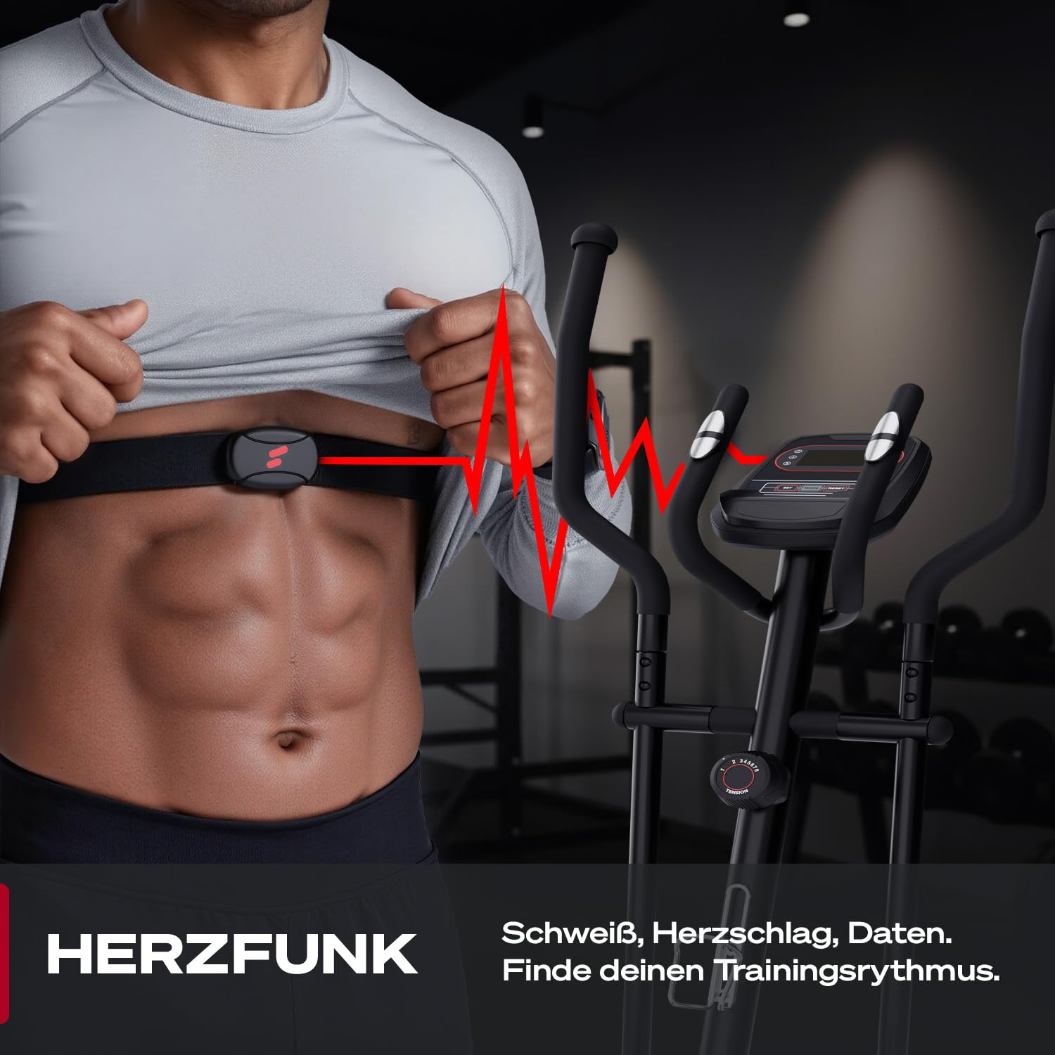 Sportstech Pulsgurt, Herzfrequenzmesser Brustgurt, Bluetooth ANT+, Fitness Tracker für Laufen, Radfahren, Training, IPX4 Wasserdicht, 350 h Batterie, Kompatibel mit Sportstech Live, Wahoo, Polar