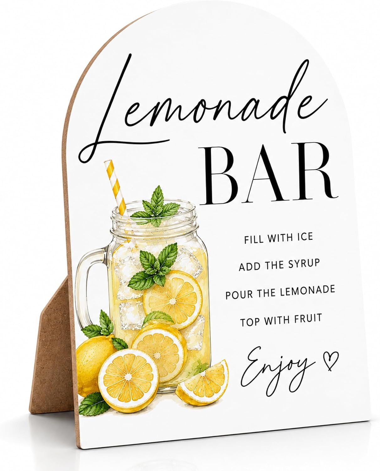 Lemonade Bar Table Sign, Baby Shower Drink Bar Sign, Beverage Bar Decor, Lemon Drink Station Signs for Bridal Shower Baby Shower Gender Reveal Party, 8 x 11 Lemonade Bar Party Signs with Stand