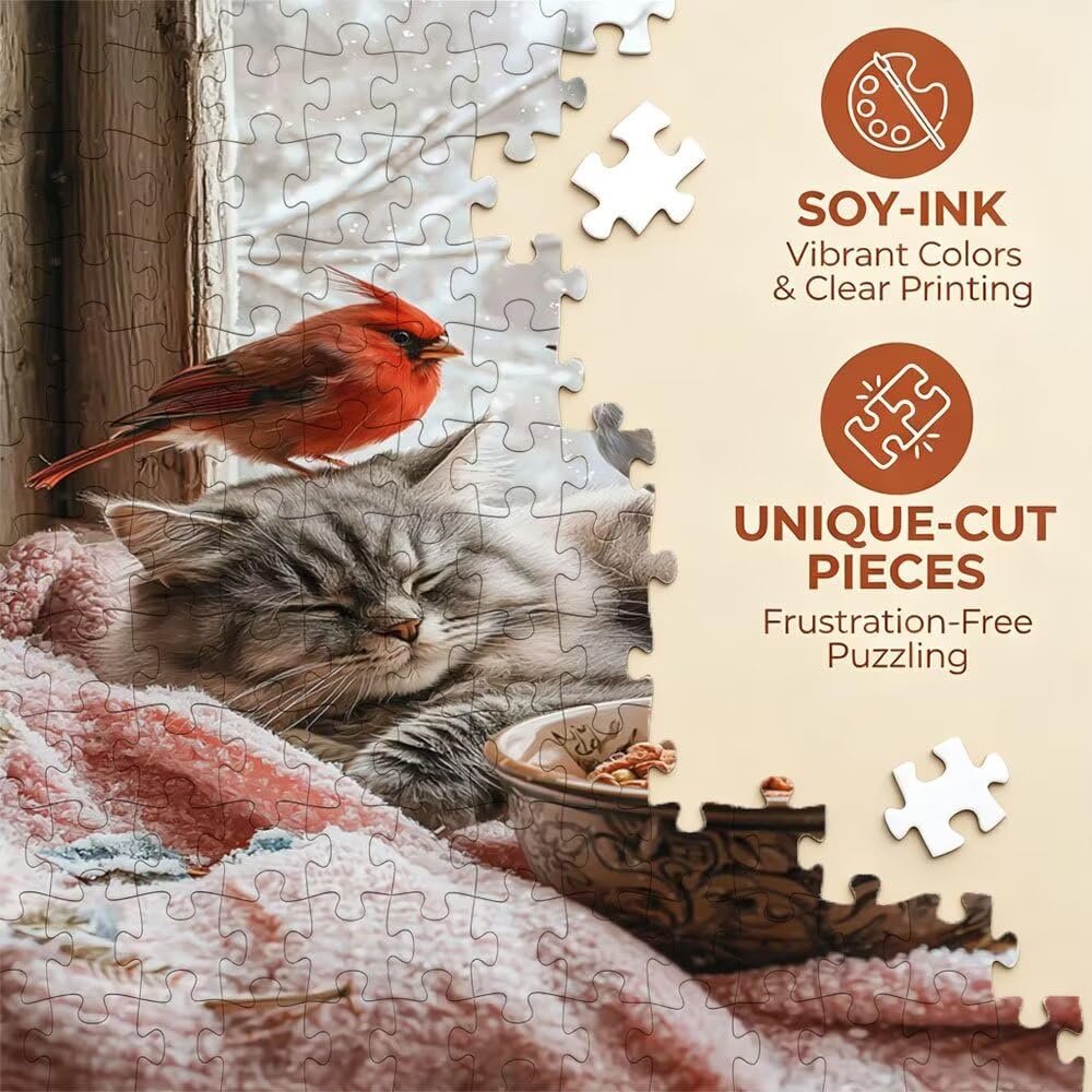 Katze Vogel Puzzle 4000 Teile, Klassische Puzzles, Geschicklichkeitsspiel Puzzle für Erwachsene, Puzzlespiele für Die Ganze Familie, Mit Schöner Verpackung, Dekoration Puzzles DX0YL3-643