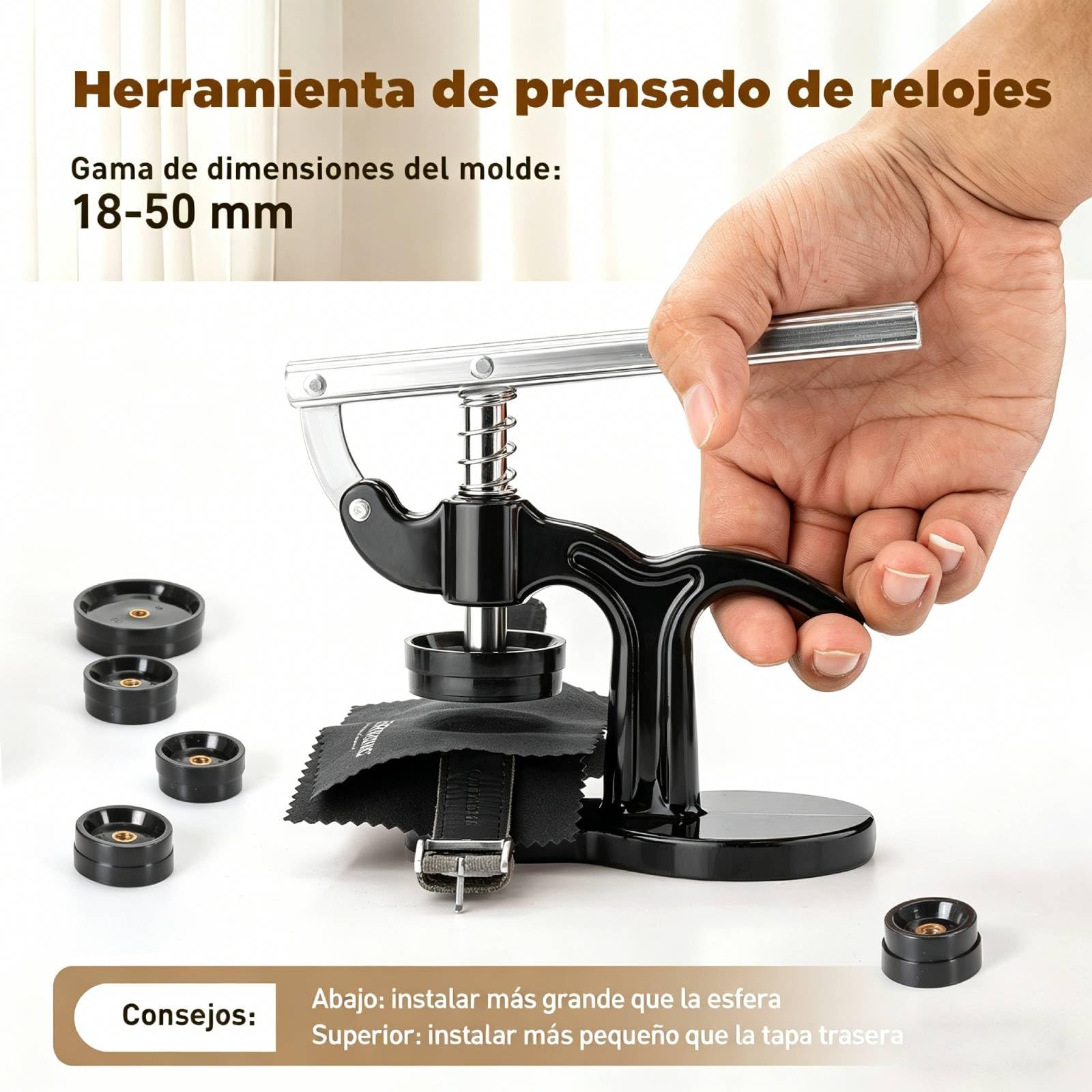 【Versión combinada】Eventronic Kit de Reparación de Relojes+Prensa de Tapa, Juego de Herramientas de Barra de Resorte Profesional, Juego de Herramientas Pasador de Enlace de Banda de Reloj con Estuche