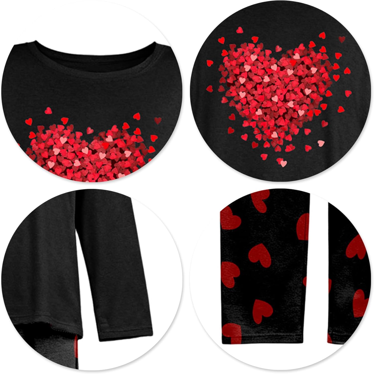 Valentines Day Pajamas Women Valentine's Pjs Set Love Heart Sleepwear Long Sleeve Loungewear Set - Image 4