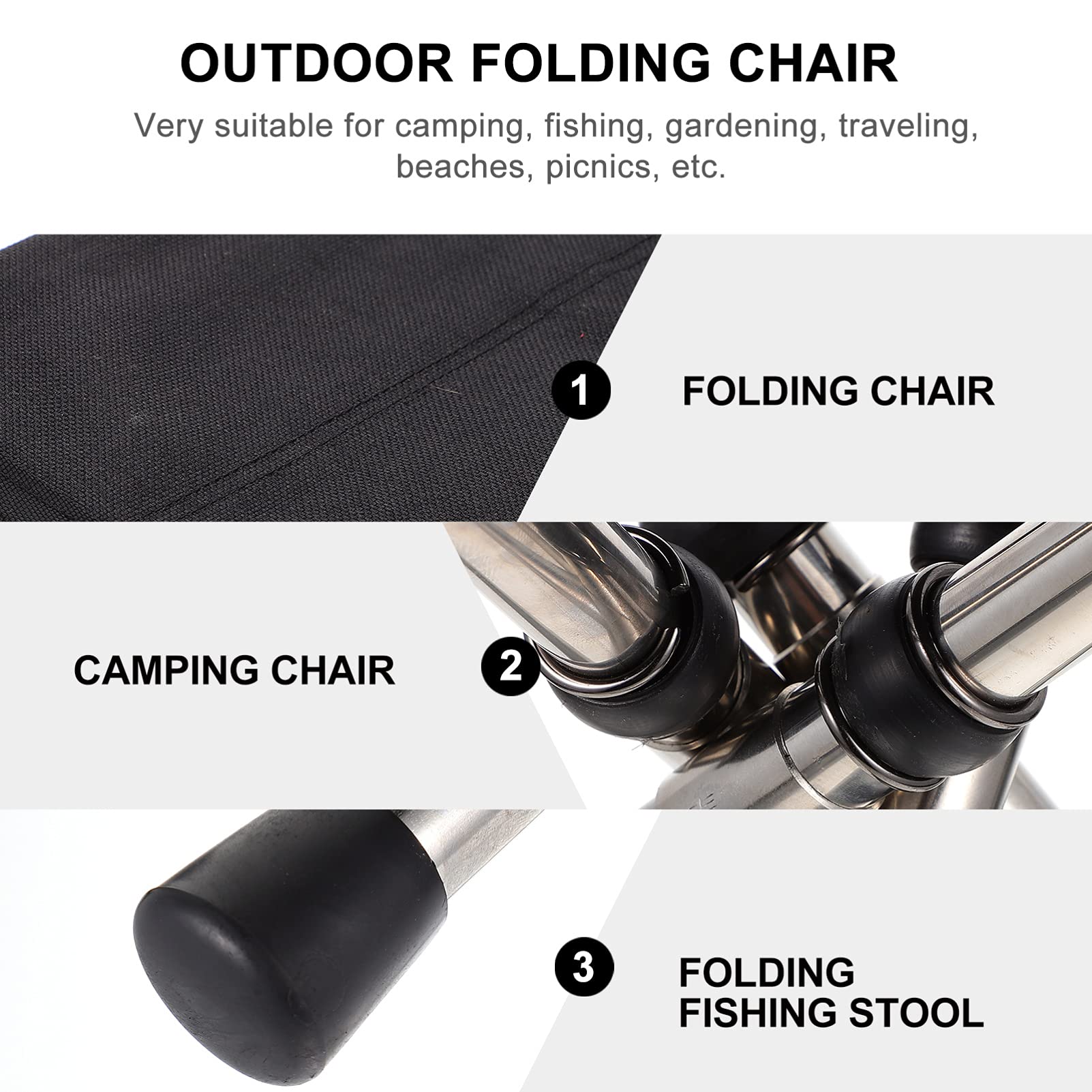 OSOLADY 1Pc Portable Folding Stool Compact Outdoor Chair with Durable Stainless Steel Design for Fishing Camping Hiking and Travel Lightweight and Easy to Carry