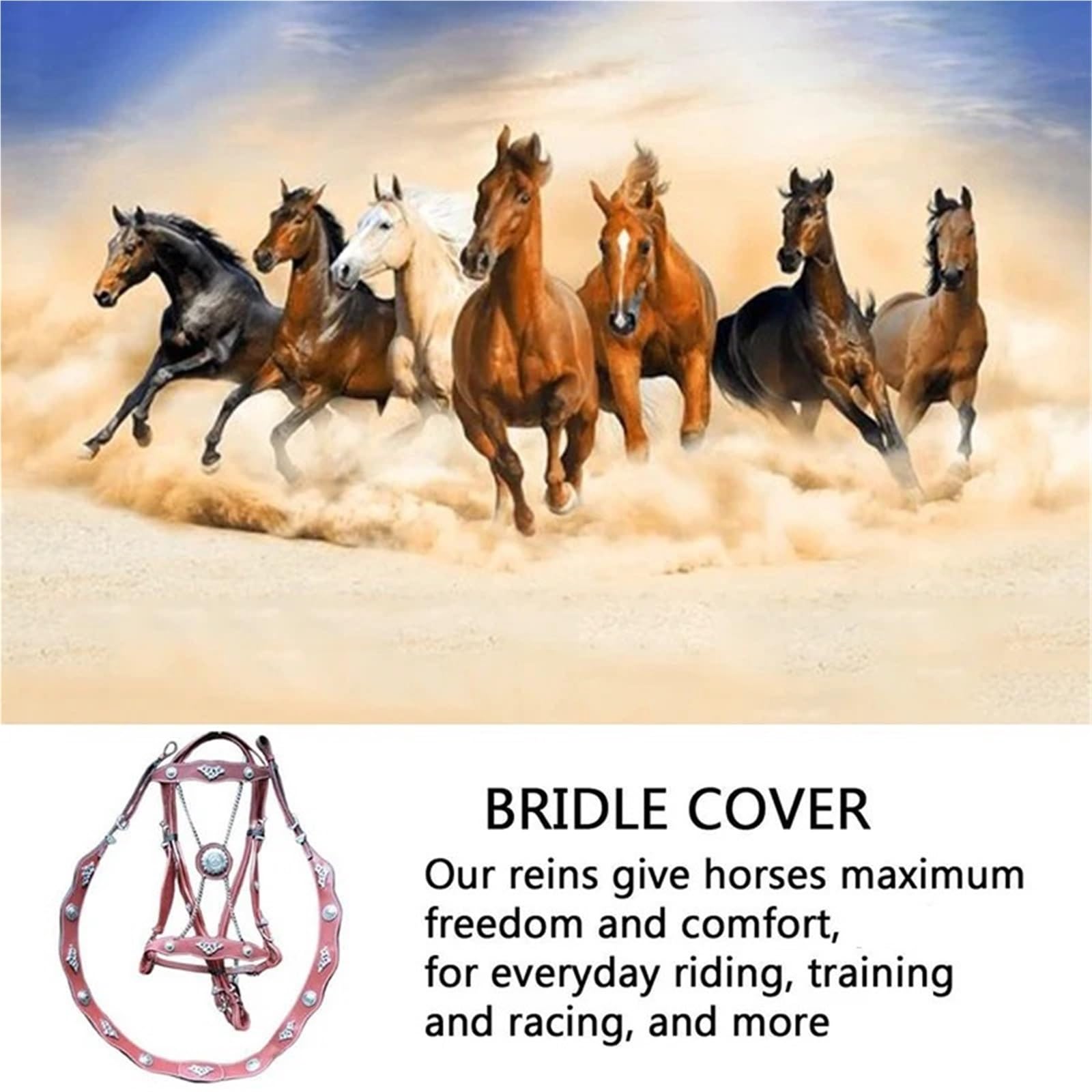 Corda di Piombo in Pelle for Equitazione Anti-attrito. Briglia ergonomica e Confortevole Senza restrizioni con Fibbia in Metallo per Cavalli