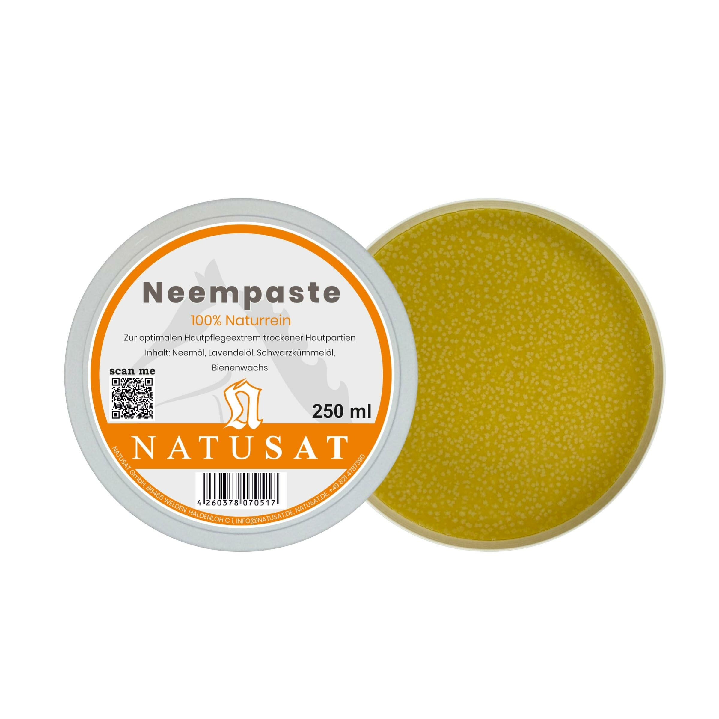 NATUSAT Neempaste - Acondicionador y cuidado de la piel para caballos y perros, protección genital y cabeza (250 ml)