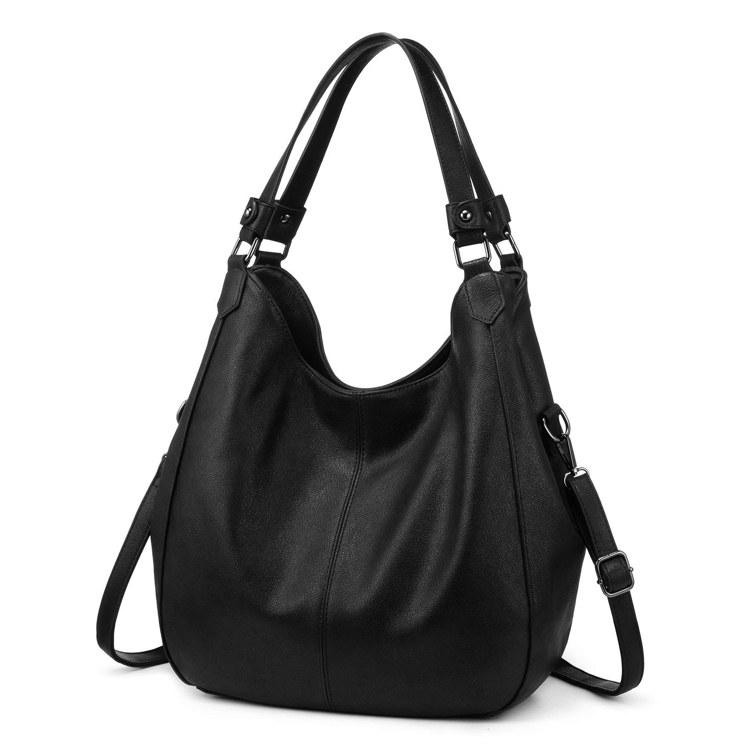 Realer Handtasche Damen Shopper Groß Vintage Umhängetasche Damen Gross Lederimitat Tasche Damen Frauen Schultertasche für Alltag Büro Schule Ausflug Einkauf Schwarz