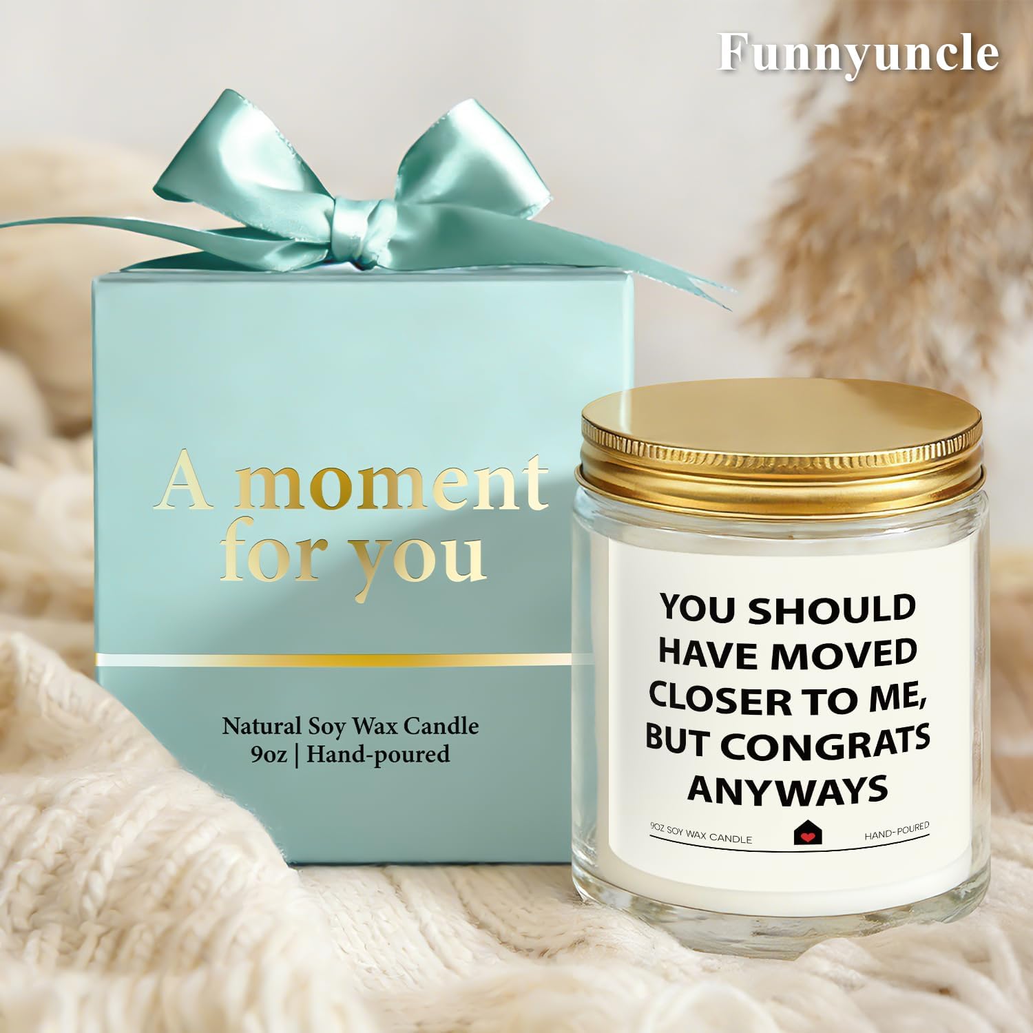 Funnyuncle New Home Candles House Warming Gifts, 9oz Lavender Scented Soy Wax Candle, First Home Essentials for Women, Men, Couple, New Homeowner,Friends