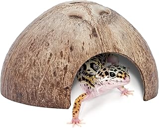 Niteangel Pack of 2 Natural Coconut Hiding Places for Reptiles, Lizards, Spiders and Aquarium Fish Hiding Caves (Smooth Surface) product image