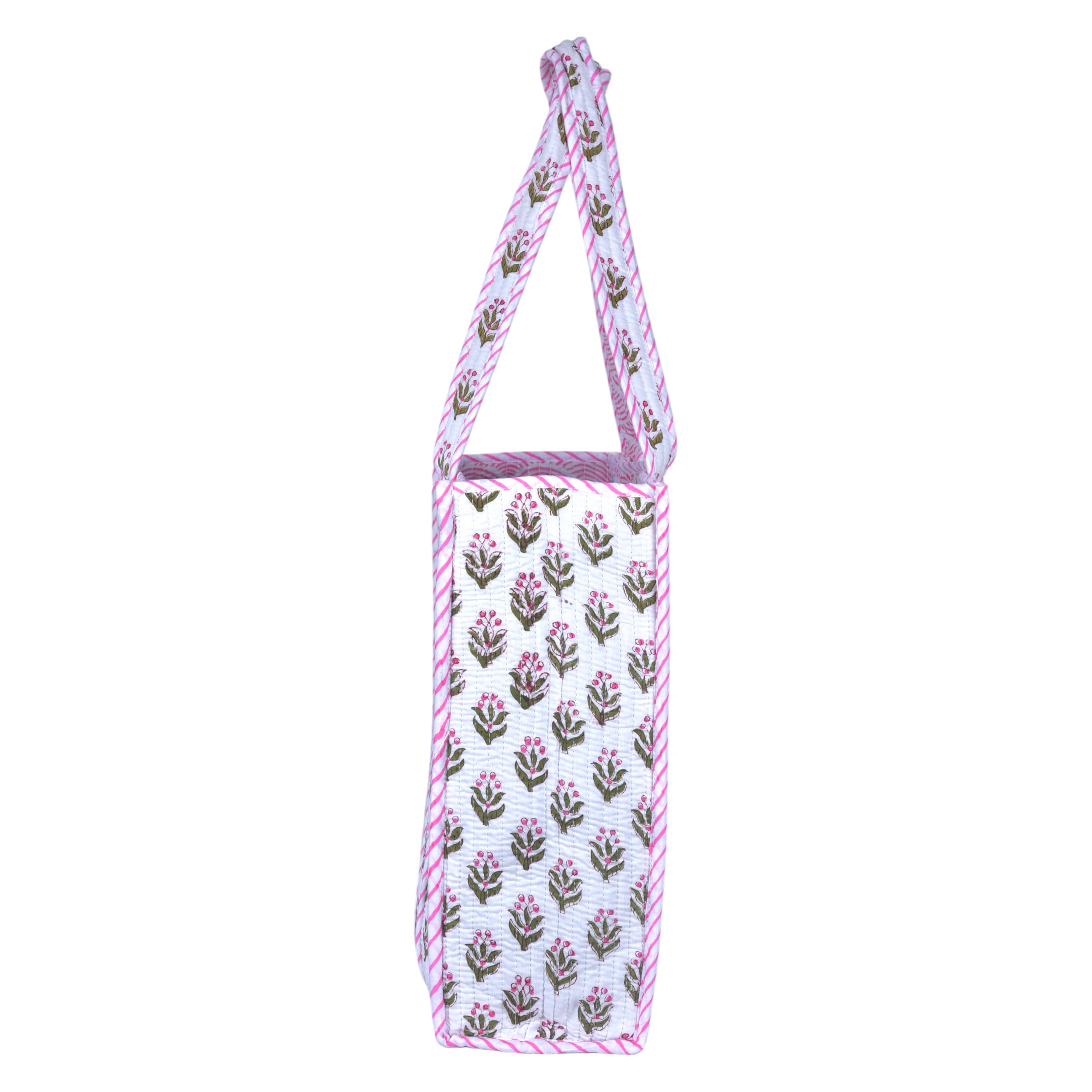 Tragetasche für Damen, Einkaufstasche, groß, gesteppt, Baumwolle, wiederverwendbare Strandtasche, Arbeitstasche für Damen, florale Reisetasche, stilvolle Schultertasche, übergroße gesteppte