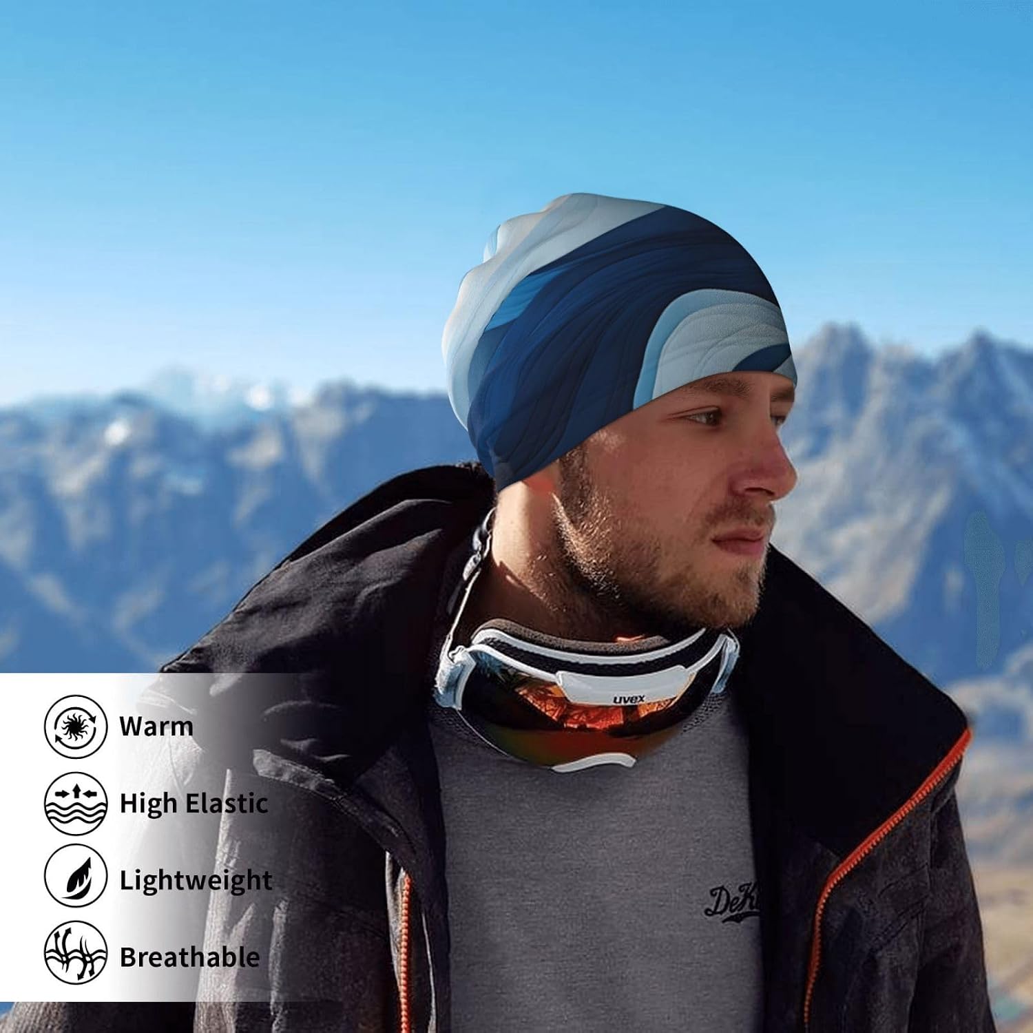 Winter Face Mask Elastic Headband Cold Weather Neck Warmer for Men Women, Blue Ripple Adjustable Neck Gaiter