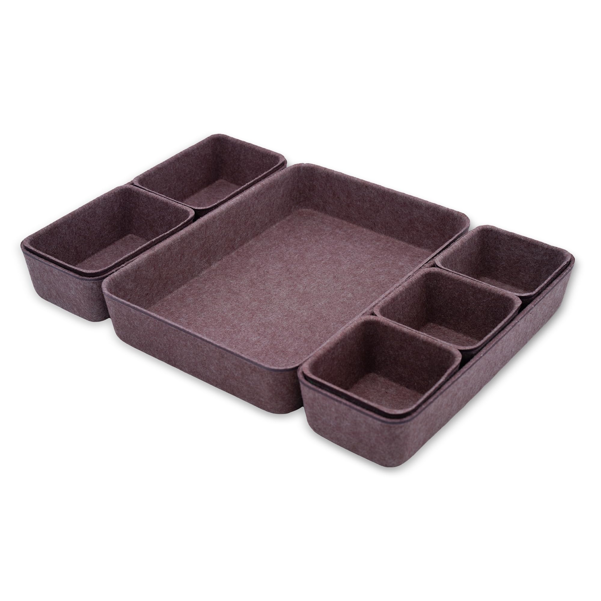 Welaxy Dusty Plum Felt Desk Drawer Organizer Tray Chic Taupe Storage Bin