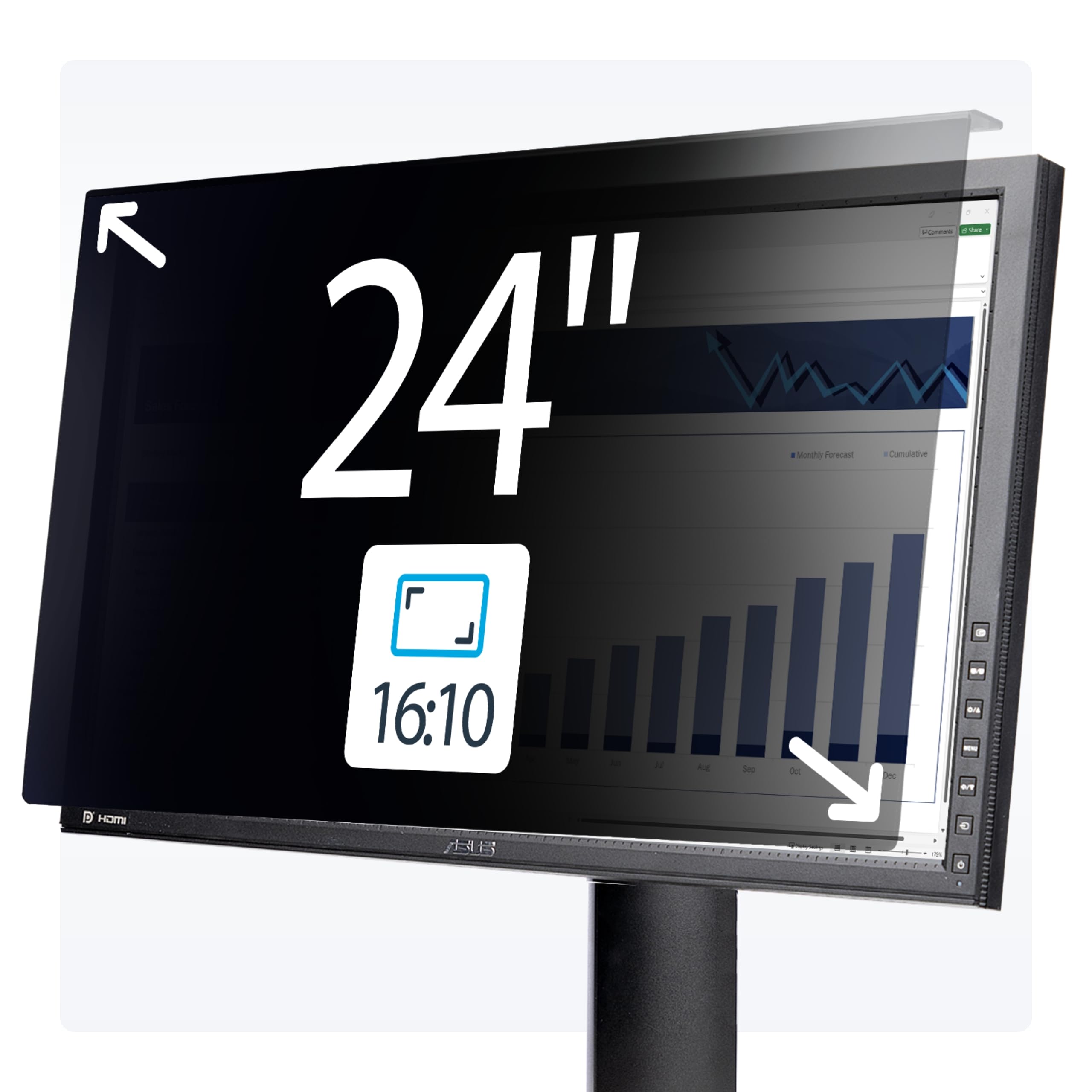 StarTech Filtro de Privacidad Monitor 24" 16:10 - Colgante Acrílico | Bloquea la luz azul de 380-480nm, Transmitancia del 65%, Acabado de alto brillo resistente a arañazos