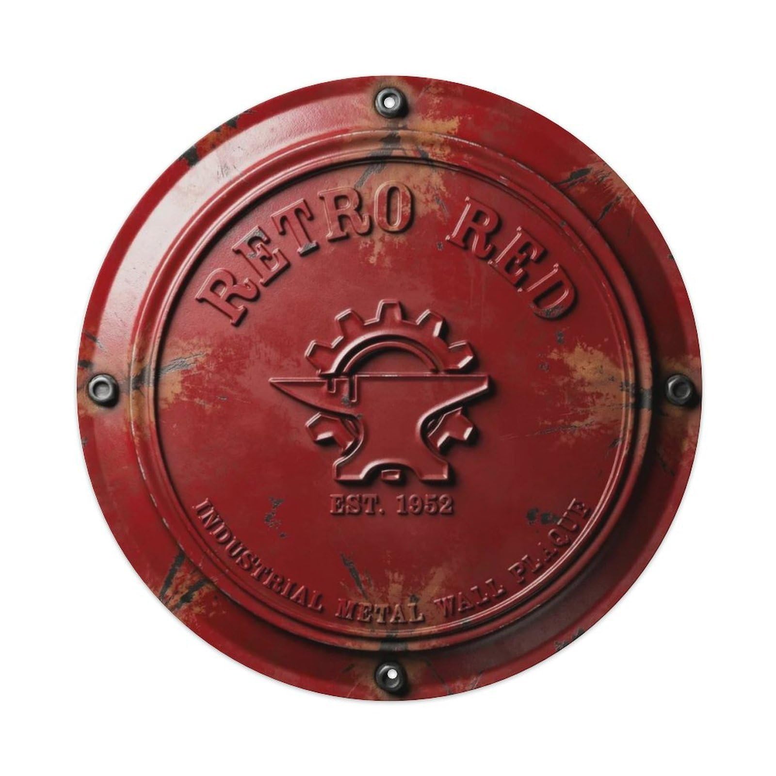 Retro Red Industrial Metal Wall Plaque Metal Tin Sign Plaque