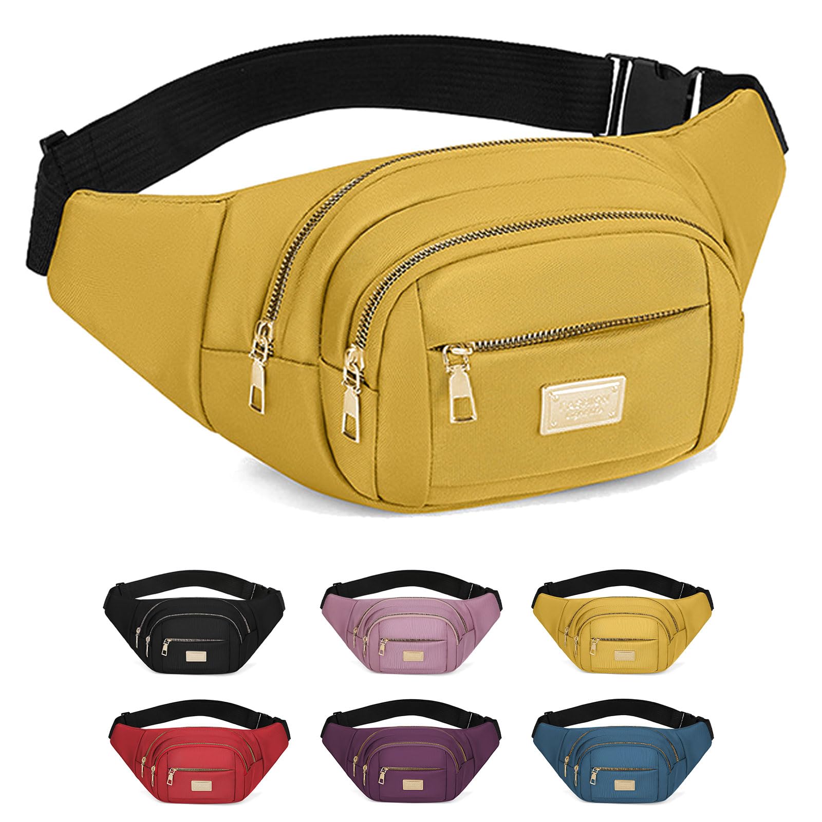 Bumbags for Ladies Women Men Lightweight Adjustable Bum Bag Fanny Pack with 4 Zipper Pockets,Fashionable Waist Pack for Travel, Running, Hiking, Cycling (Pink) — view 12