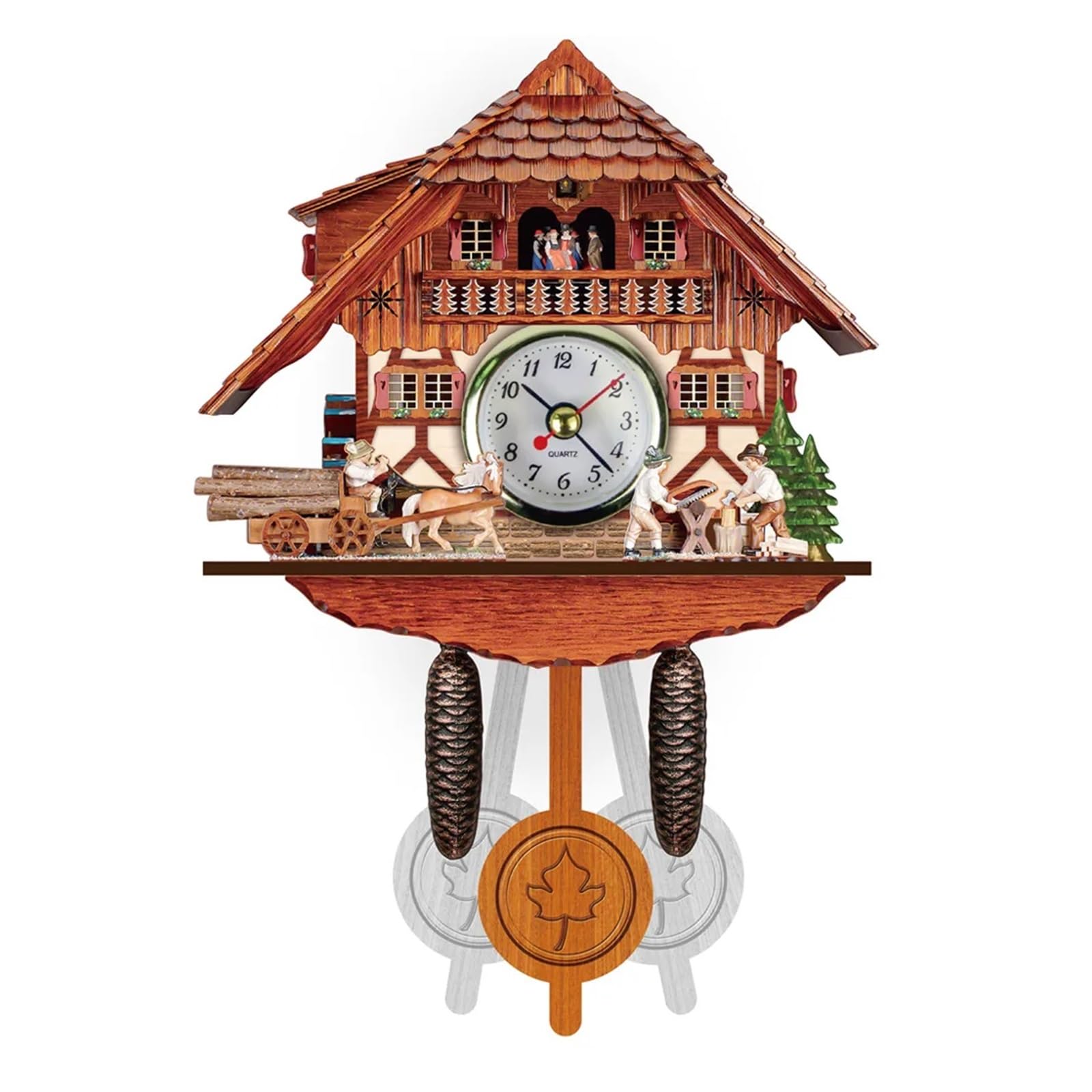 Gsclz Color-12 Wall Clock Chimes Cuckoo Vintage Wooden Clocks Sitting Room For Wall Art Home Office Decoration(Color-12)