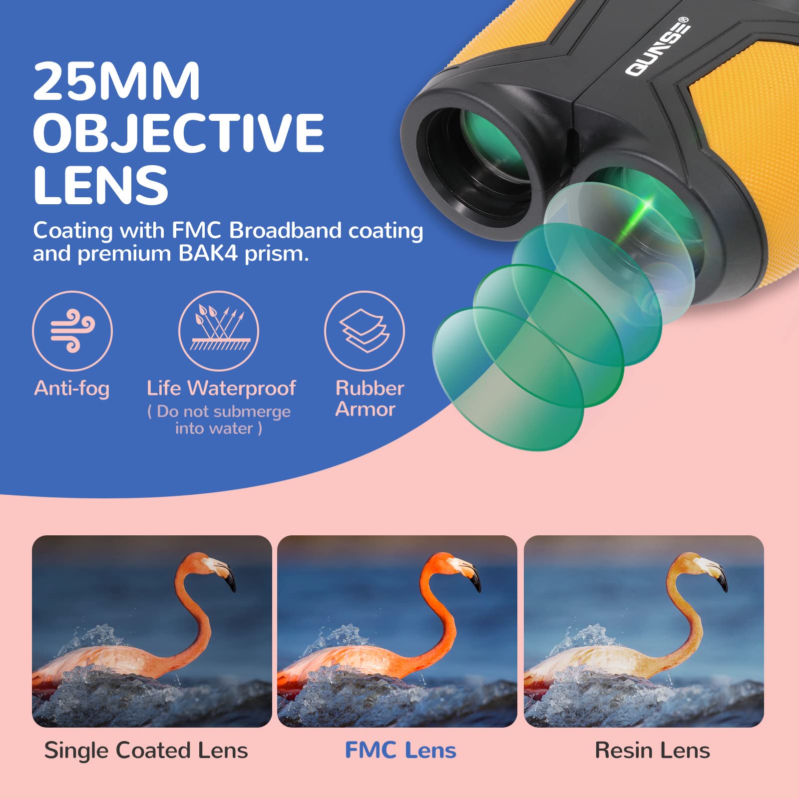 12x25 Compatto Binocolo con Oculare Grande per Adulti e Bambini, Mini binocolo compatto per Birdwatching, Teatro, Concerti, Caccia e Sport