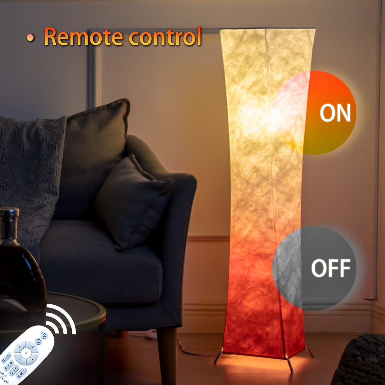 🔥 Crazy Deals Floor Lamp, chiphy Standing Lamp with Remote Control, Dimmable 10 Levels Brightness and Color Temperature 12W/2 LED Bulbs(2400 Lumens, 100W Equivalent) Red Lampshade, Stylish for Bedroom, Living Room