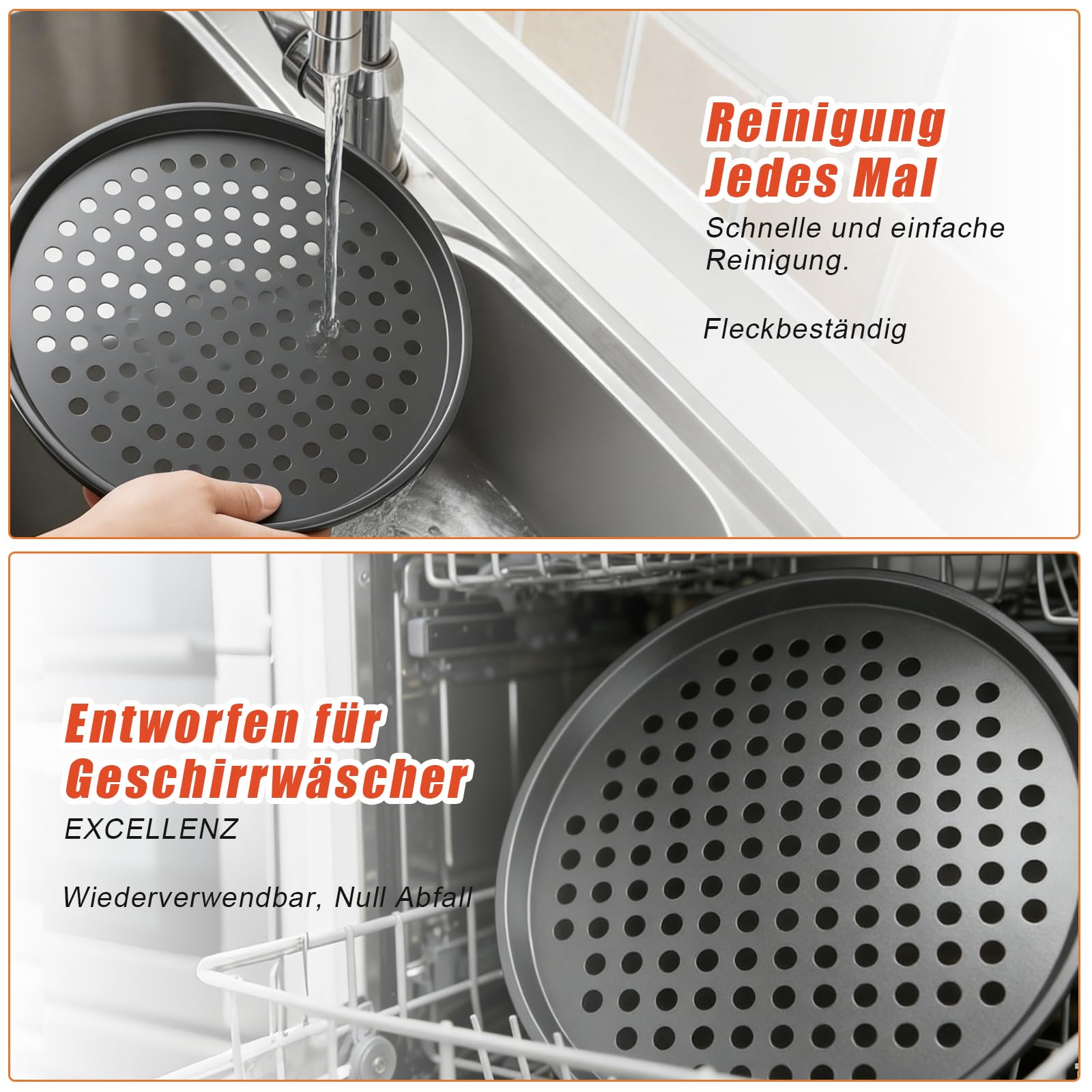 Lot de 4 plaques à pizza rondes perforées - Diamètre : 29 cm - Résistantes à la chaleur - Pour four à pizza et four jusqu'à 230 °C