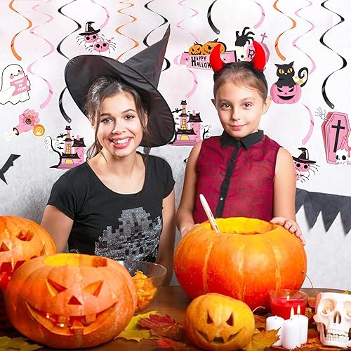 Miniatura 2 de Decoraciones de remolinos colgantes de Halloween, 30 piezas de suministros de fiesta de Halloween, decoraciones colgantes de fantasma para