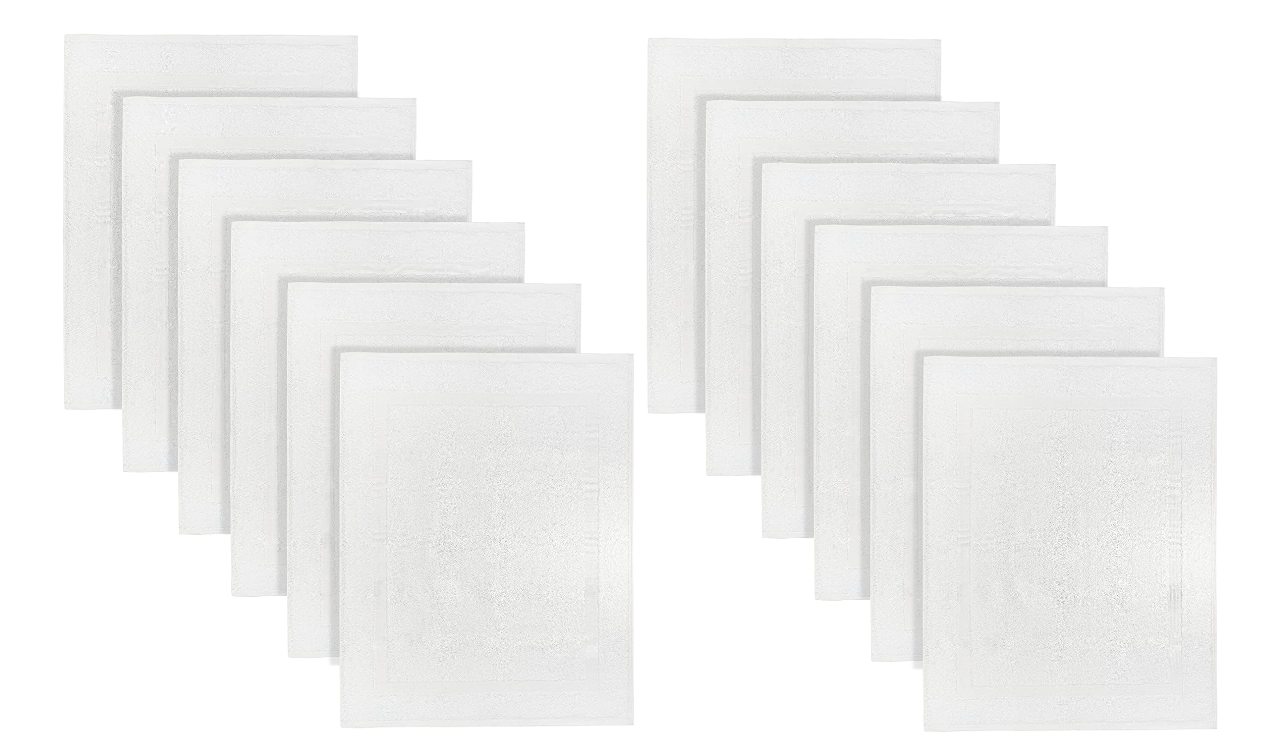 TOALLA (Pack of 12 White Bath Mat Towels 20 x 30 Inches, Economy Hotel Bath Mats for Bathroom Floor, Hotel Quality & Absorbent Washable Bath Mats for