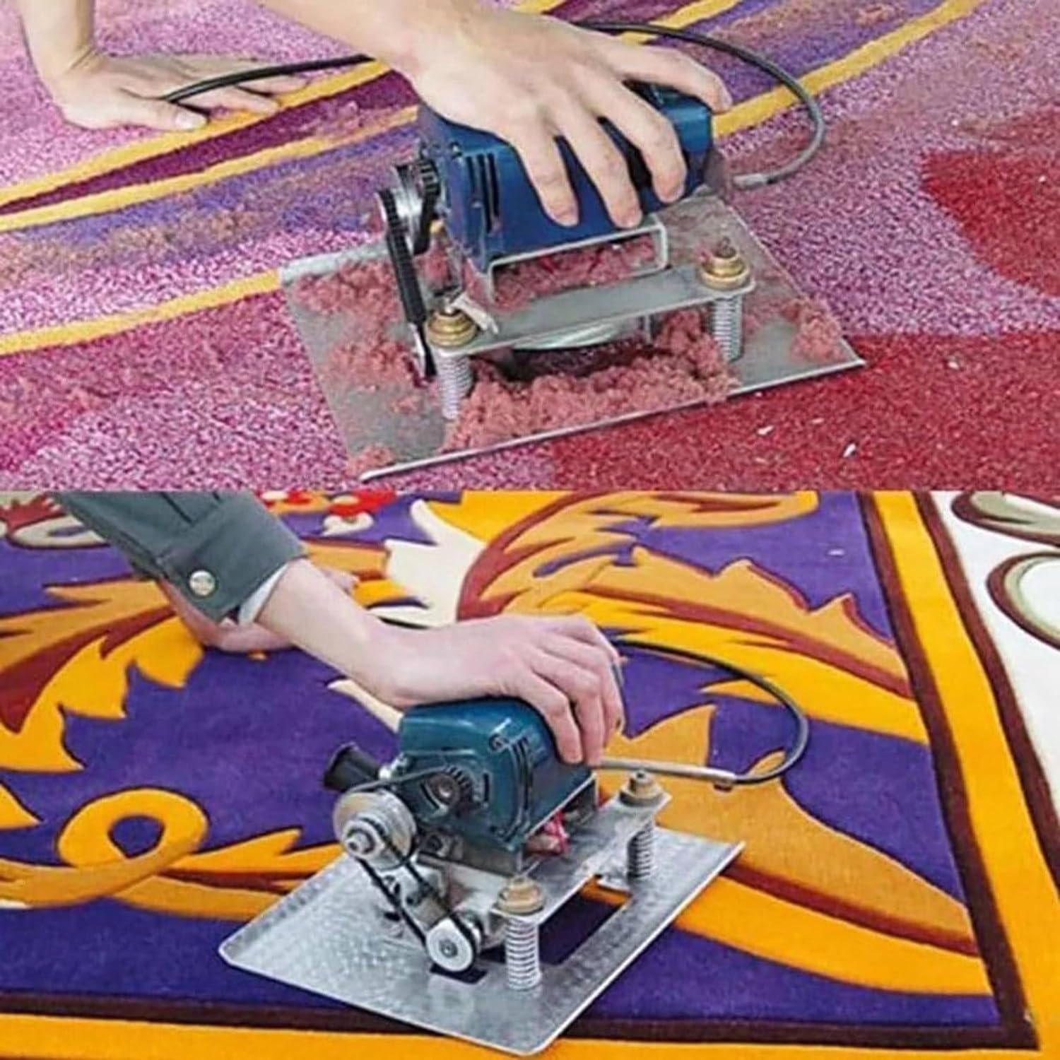 Szybki trymer do dywanów igłowych, moc 850 W, ostrze 7 cm, regulacja głębokości, kompaktowa i przenośna konstrukcja