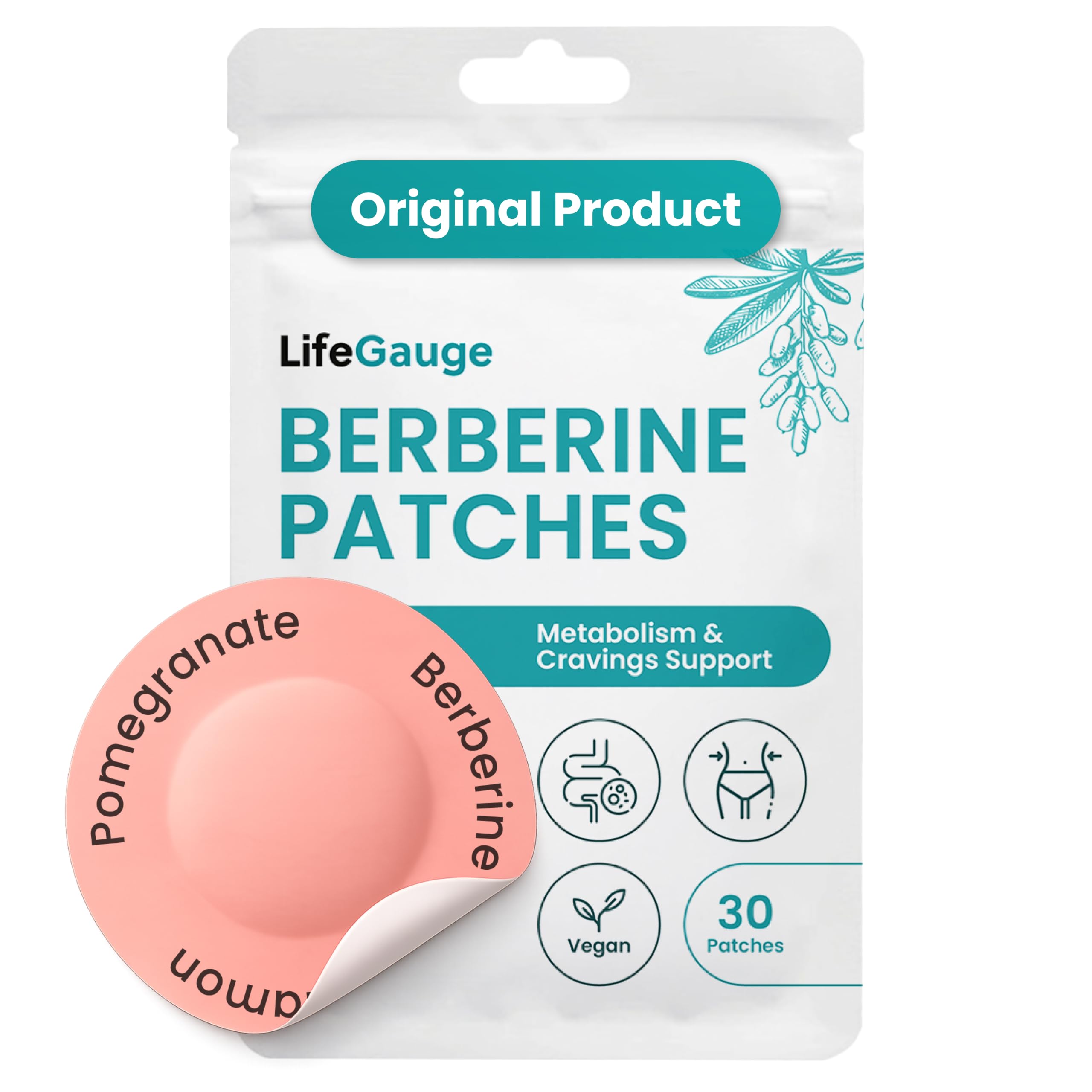 Berberine Patches with Cinnamon, Vitamin B12, Chromium 30 Count (Pack of 1)