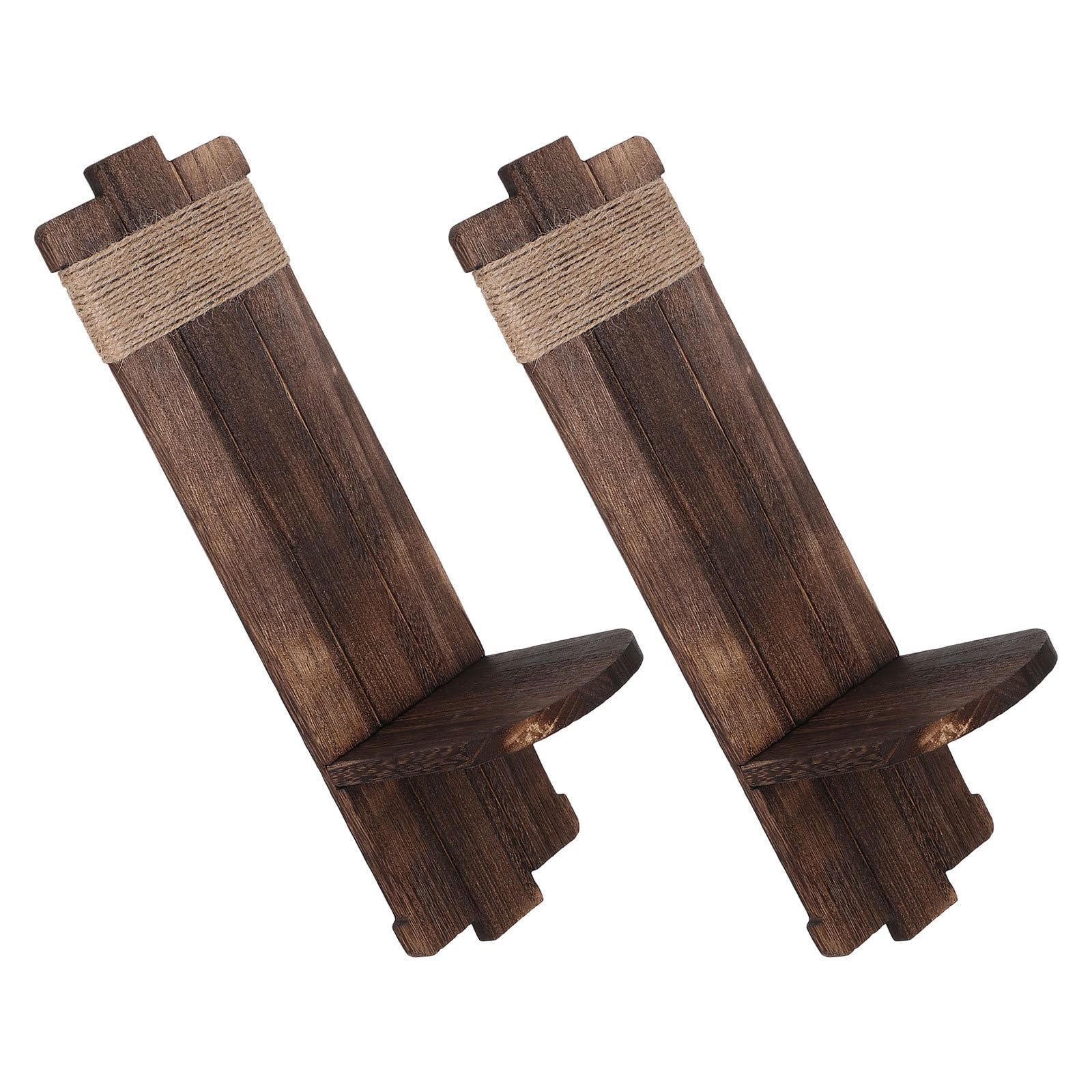 Portavelas para colgar en pared estilo rústico de madera juego de 2 candelabros vintage de pasillo