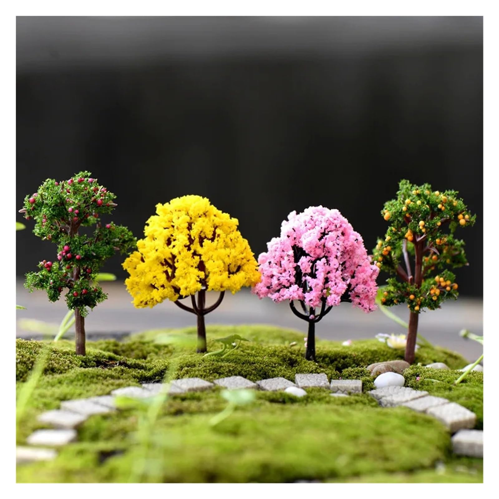 YDMHYLAI Garden Ornaments Miniature Garden Ornament Statue Figurines for Landscape Pot Dollhouse Home Decor, Soft Lightweight(4pcs Tree)
