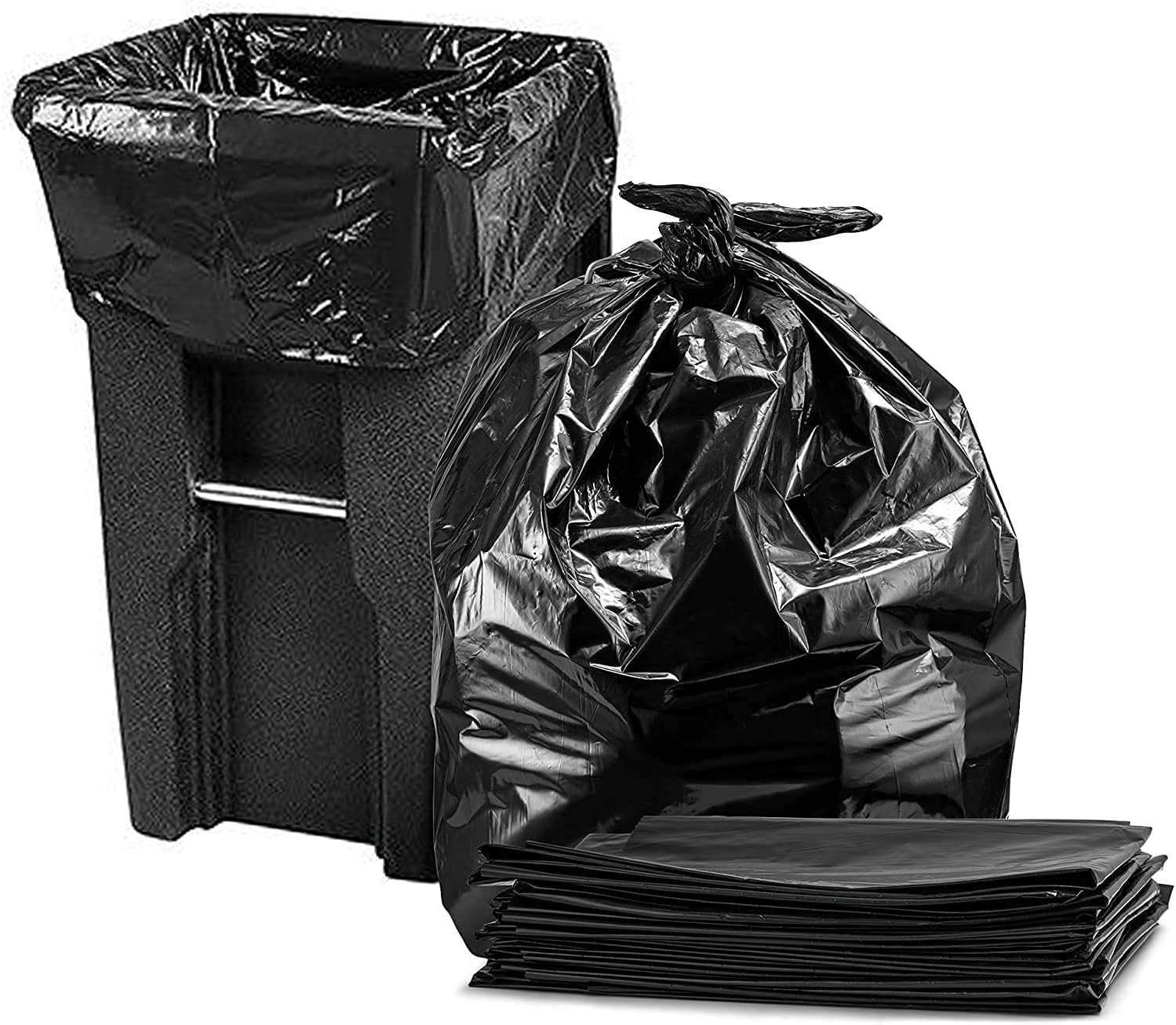 Emand Extra Large Trash Can Liners Bags Plastics Garbage Bags [130*150cm/52*60inch][Fit 240L] Black Outdoor Trash Bags Large Heavy Duty Trash Can Liners, Contractor Bags for Construction, Yard Work