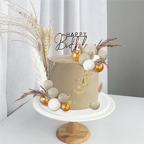 Miniatura 6 de 50 adornos bohemios para tartas, mini bolas, decoración para tartas de hierba seca de las pampas para decoración bohemia de tartas de boda, hogar