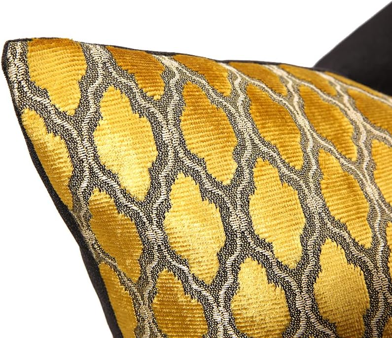 Miniatura 5 de THE-TINOART Fundas de almohada de terciopelo dorado brillante de 22 x 22 pulgadas, diseño geométrico de diamante, bordado de terciopelo, funda de
