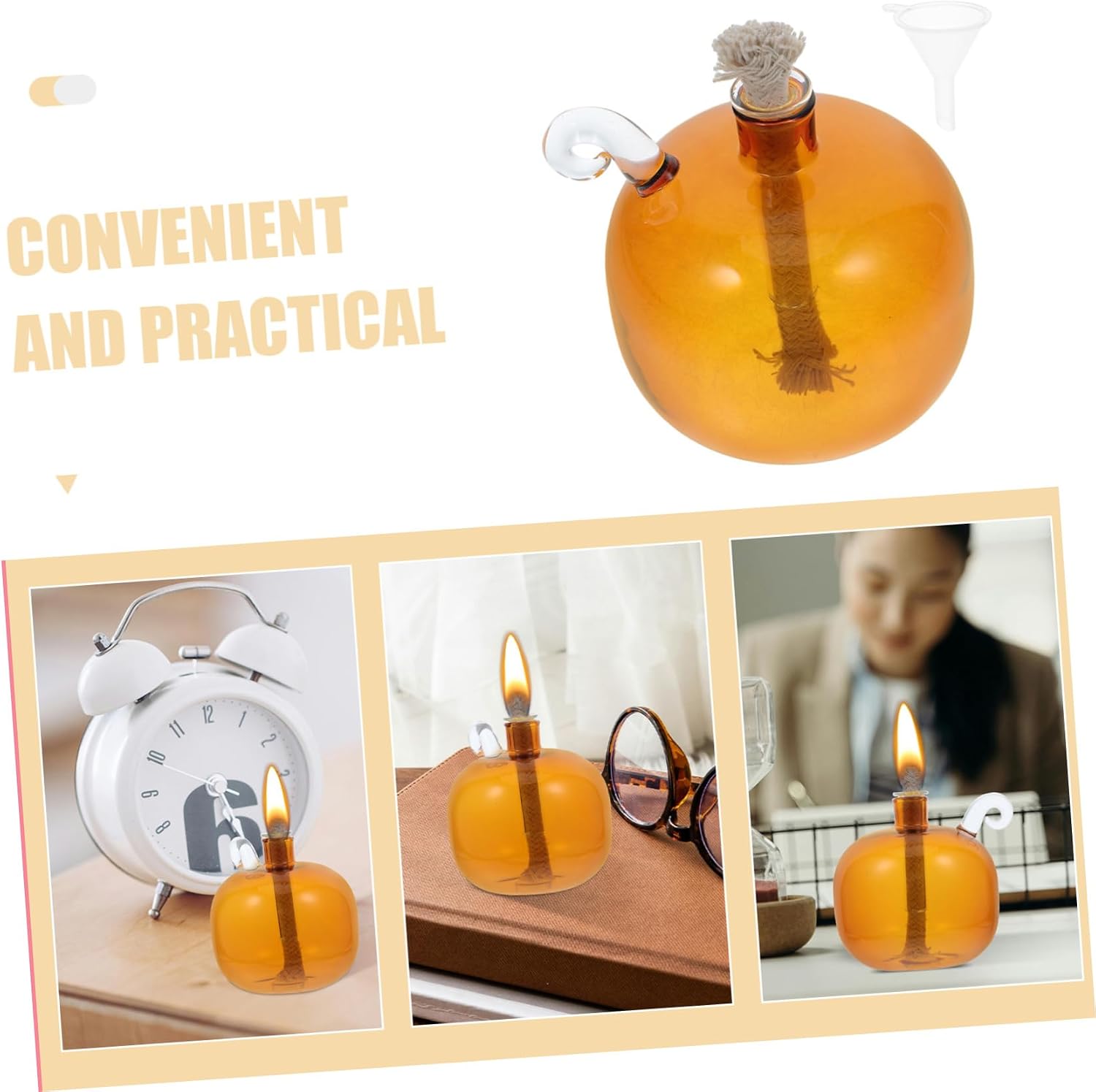 PRETYZOOM Refillable Borosilicate Glass Oil Lantern for Indoor Use Unscented Candle for Home Lighting Weddings and Events Elegant Decorative Lighting Accessory