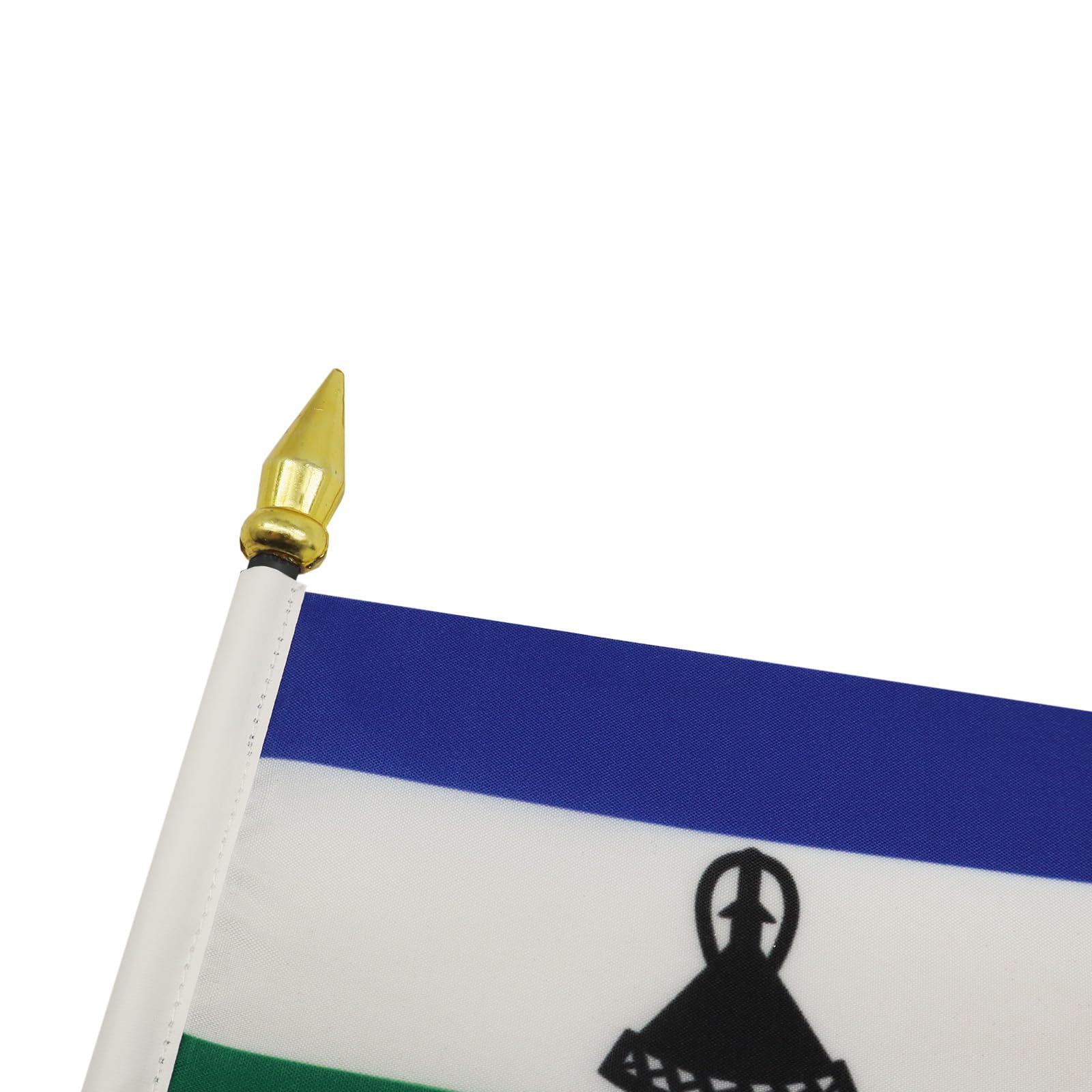 AZ FLAG, Lesotho Table Flag 4'' x 6'', Mosotho Mini Desk Flag 100% Polyester 15 x 10 cm, Office Mini Banner with 10'' Pole - Image 4