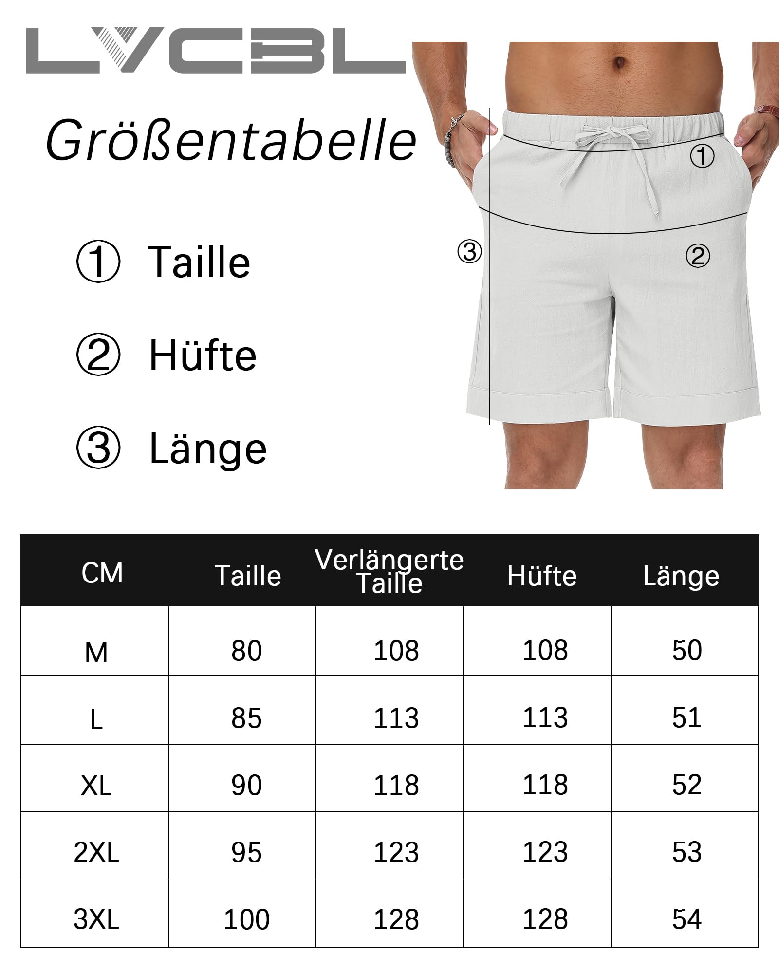 Pantalones Cortos de Lino para Hombre Cintura Elástica Bolsillos Verano