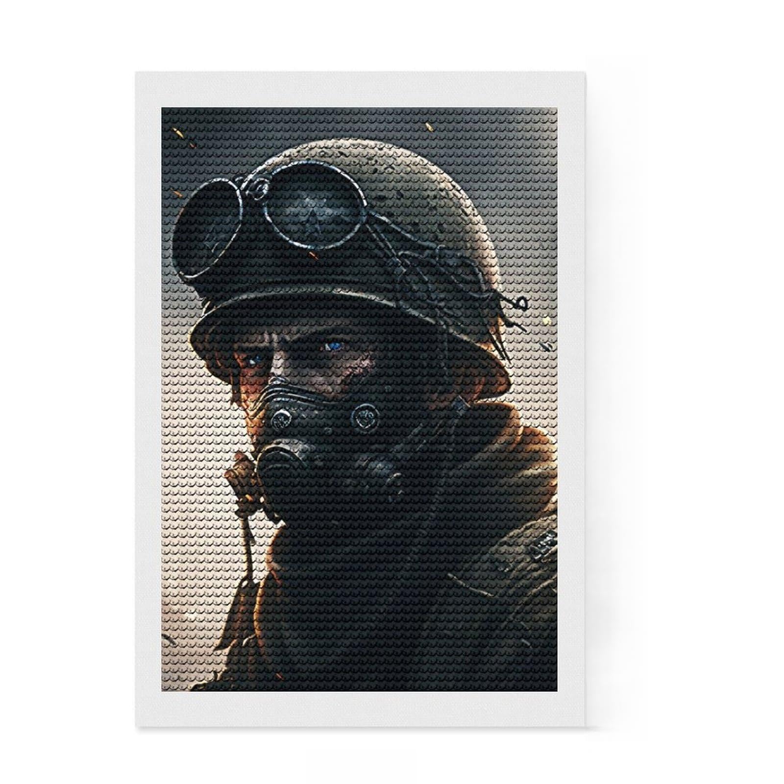 Junmoney Portrait of A War Soldier DIY Diamond Art Canvas Kit 8"x12", Satisfying Creative Project, Mindful Craft Activity, Cosy Home Accent, Gift Idea