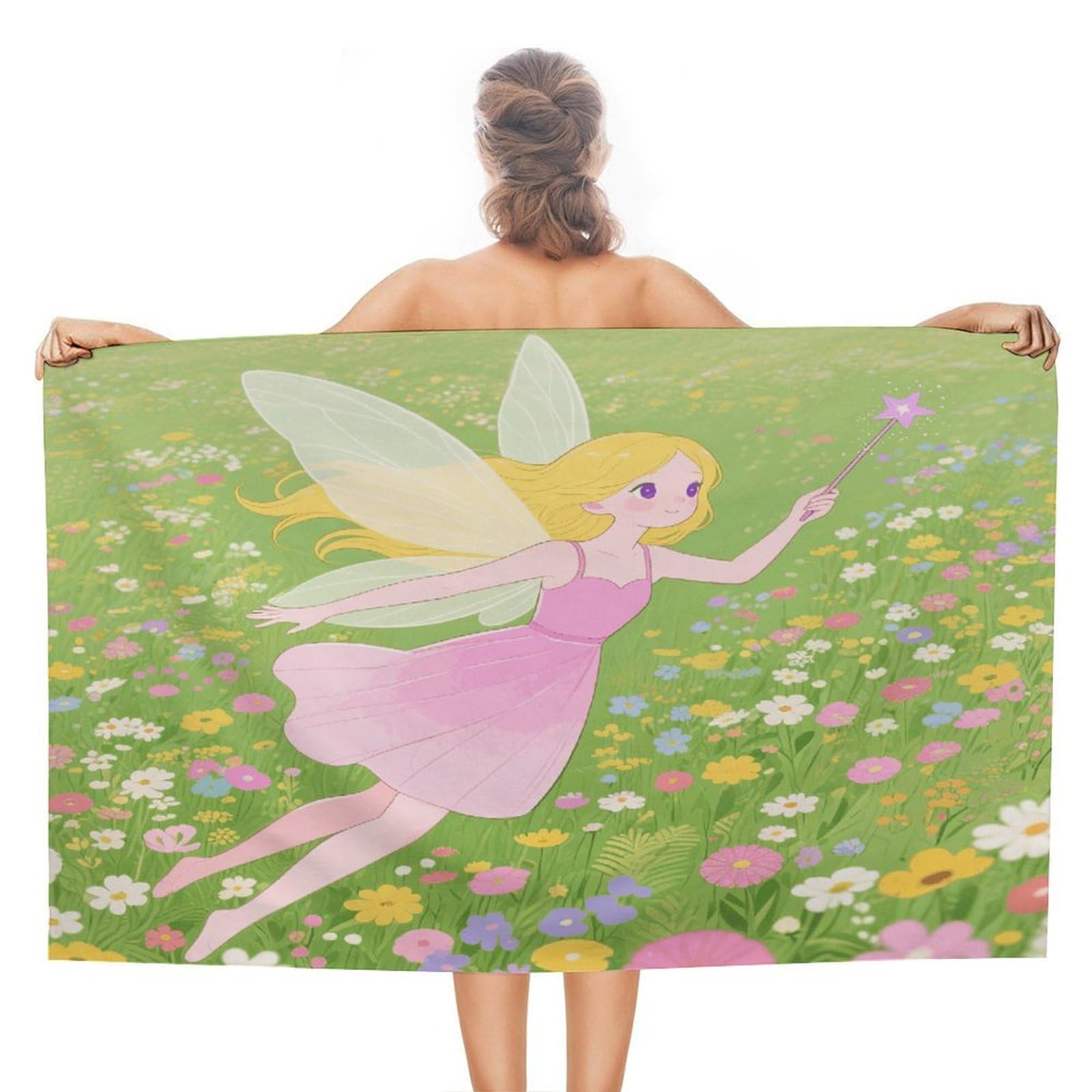 VstaDank Beautiful Fairy Beach Towel 51x31 Inch Oversized Soft Bath Towel Luxury Plush Thick Hotel Swim Pool Towels Super Quick Dry Travel Towels for Camping Gym Sports Yoga