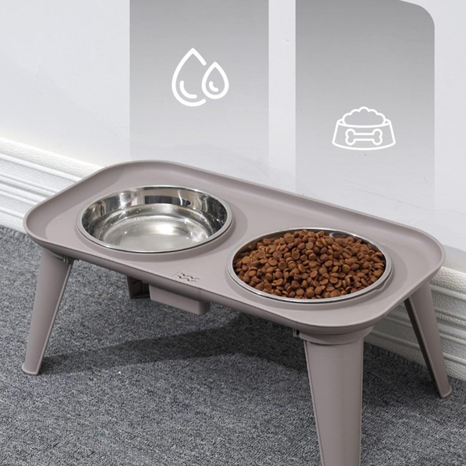 Ciotole rialzate per cani con sollievo per il collo, dispenser di cibo in acciaio inox per razze grandi e ciotola alta rialzata per uso domestico