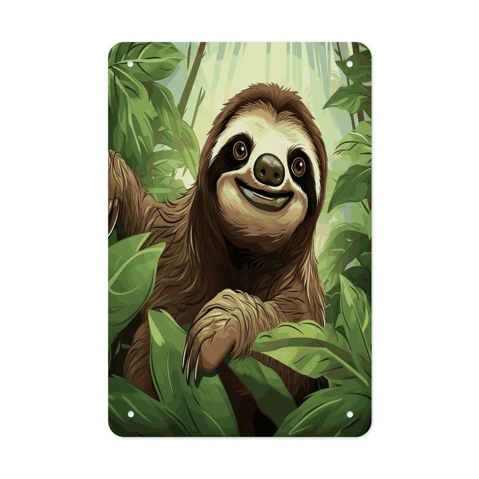 Sloths Background Metal Tin Sign Wall Decor Funny Retro Sign Weatherproof Metal Wall Art for Indoor Or Outdoor Retro Tin Signs for Kitchen Office Home Bar Decor 11.8 X 7.9 Inch