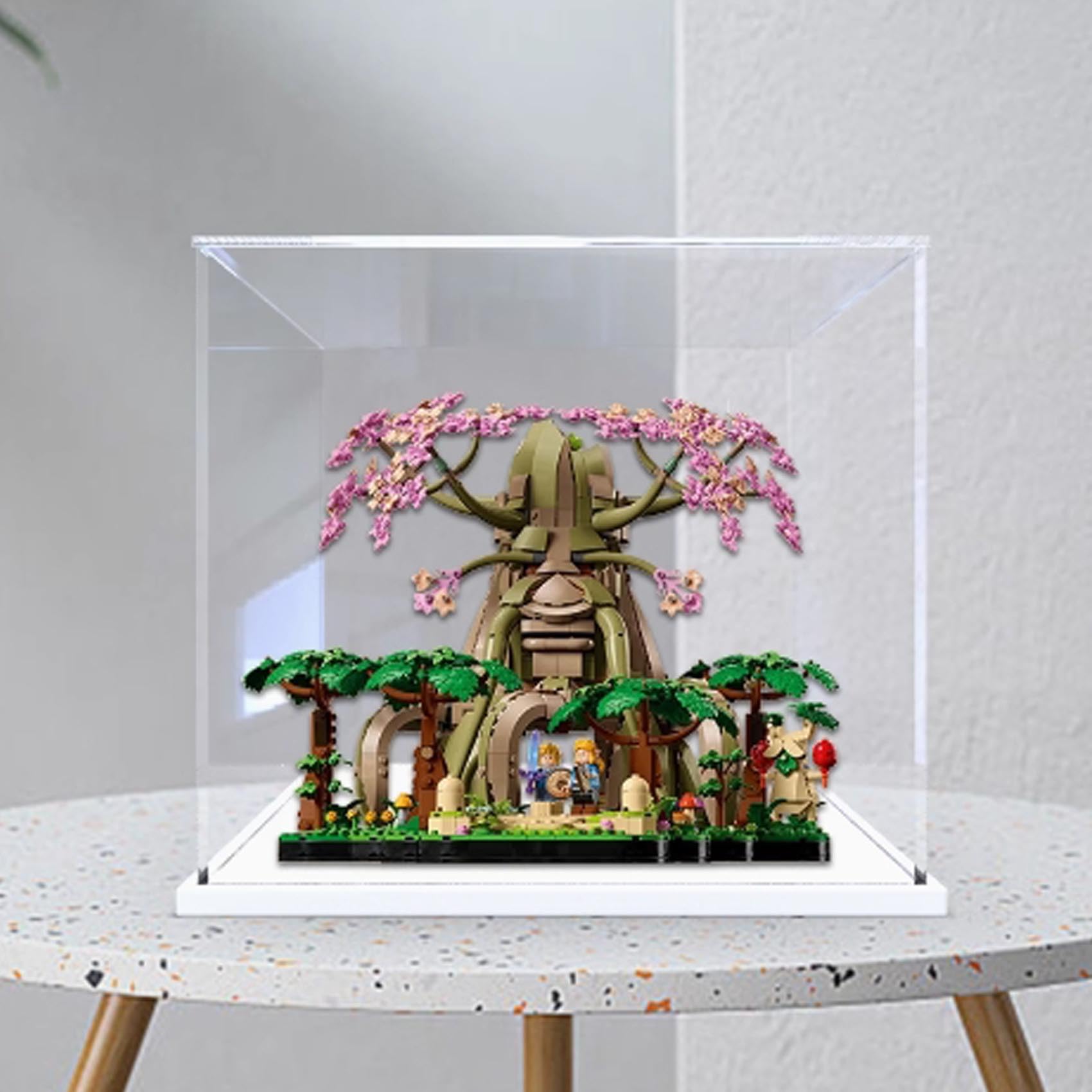 Acrylic Display case, for Lego 77092 Deku Tree Model ，Dustproof Transparent Collections Display Case. (Display Box only) (White Base)