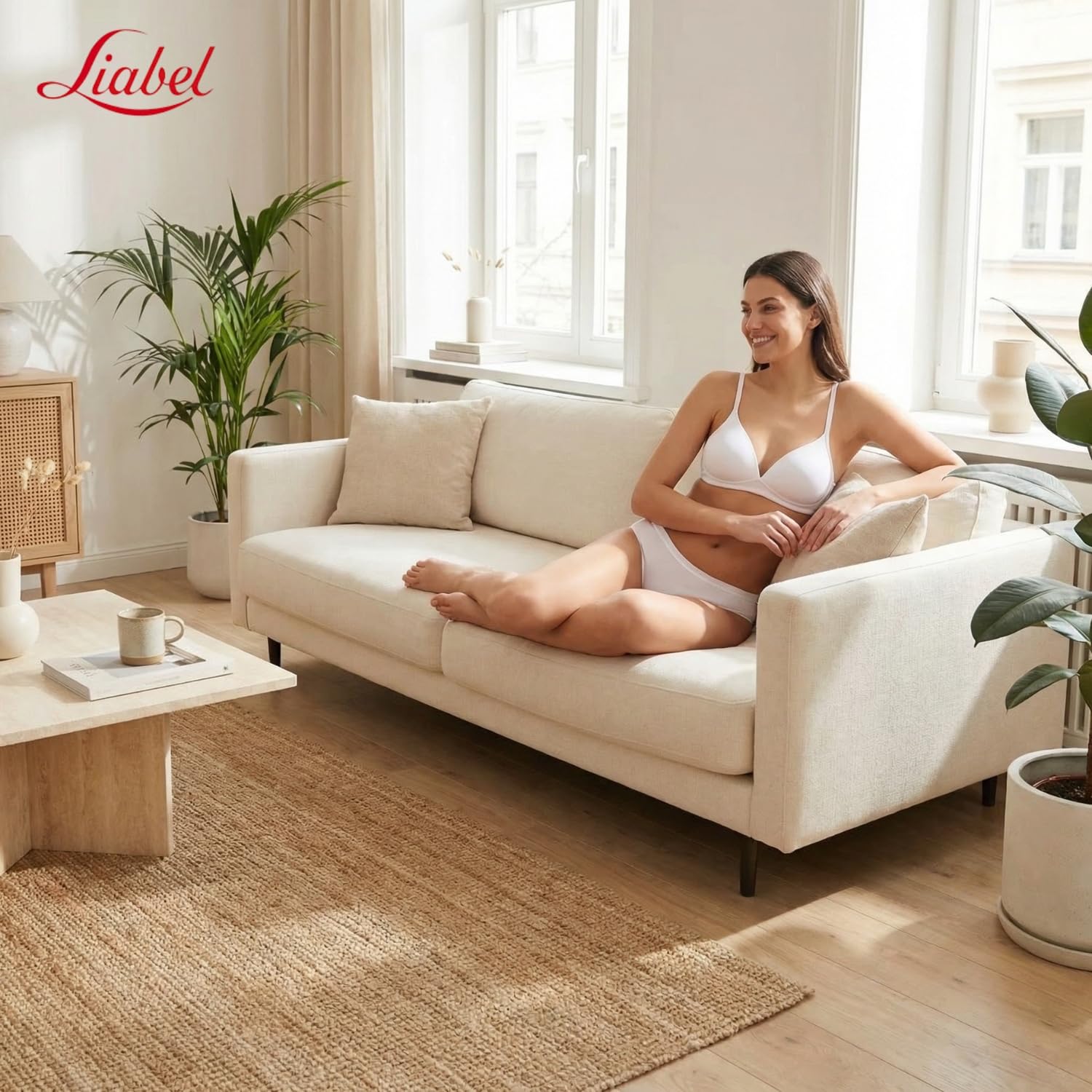 Intimitaly Liabel JM20 Women's Cotton Briefs (Pack of 3 and 6) Elastic Comfort Nude or Black or White Anti-Irritation Cotton on the Skin in use