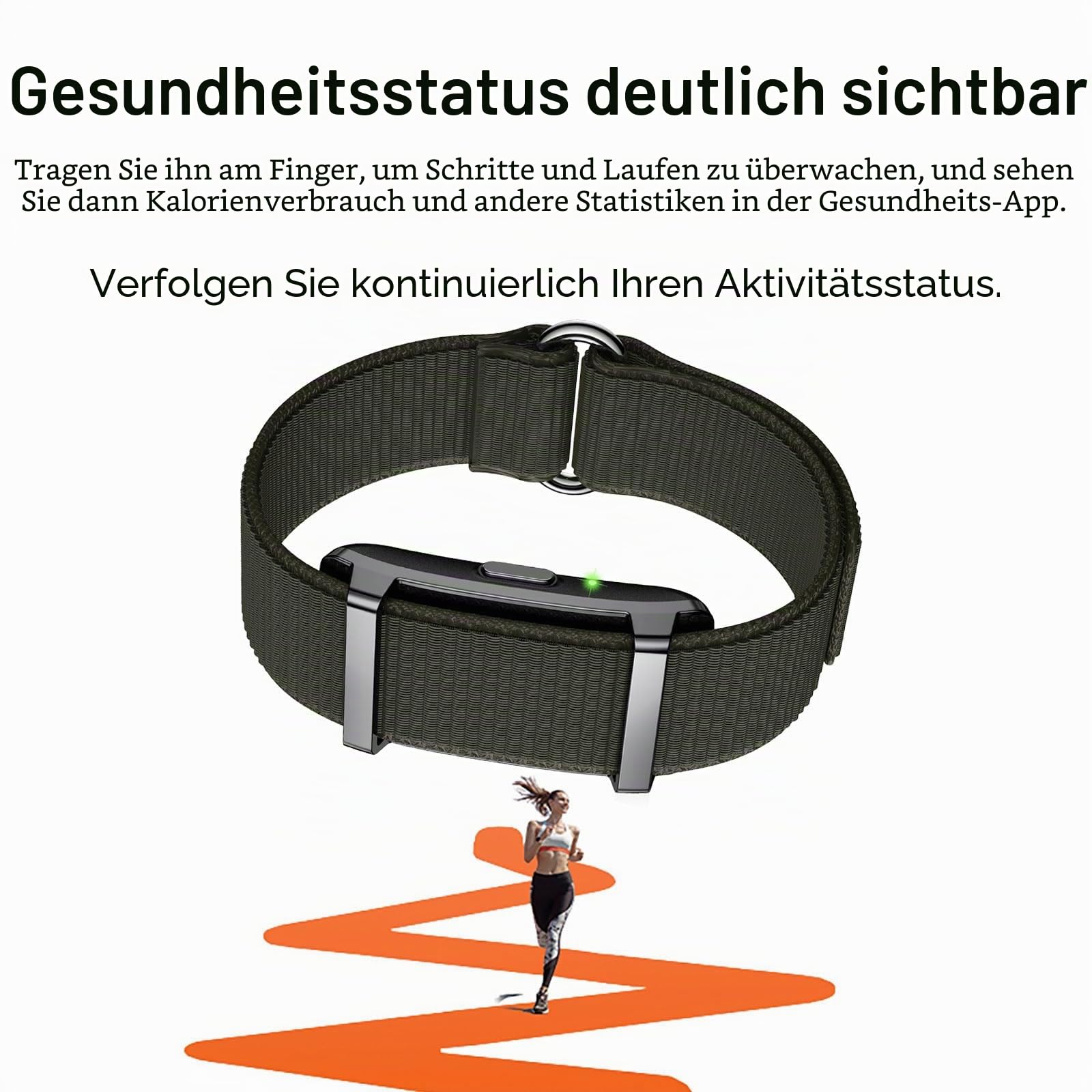 findtime Fitness Tracker Armband Aktivitätstracker ohne Display Wearable Schrittzähler Herzfrequenz Schlafmonitor Herzfrequenzmessung Wristband Nylon Smart Band Multisport-Modi Grün