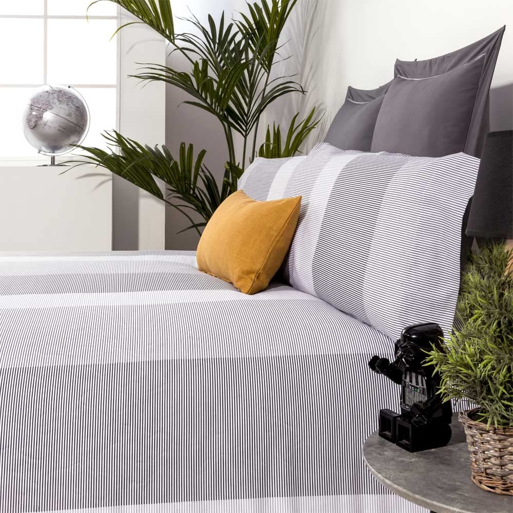 COTTON ARTean Juego sabanas Cama 200 Algodón Poliéstrer Segment Gris