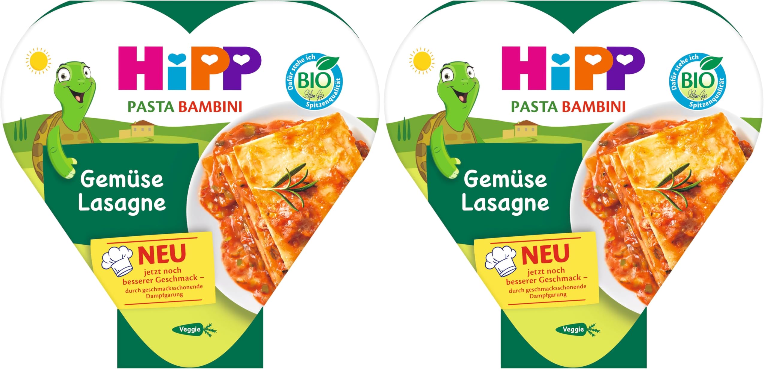 HiPP Bio Pasta Bambini Gemüse Lasagne (6 x 250g), Kindermenü ab 1 Jahr, vegetarisch, schonend dampfgegart, kindgerecht gewürzt (Packung mit 2)