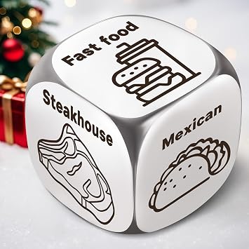 Stocking Stuffers for Men Women, Winzwon Funny Christmas Gag Gifts White Elephant Gifts for Adults Him Her Boyfriend, Date Night Food Decision Dice Anniversary Wedding Valentines Birthday Couple Gifts