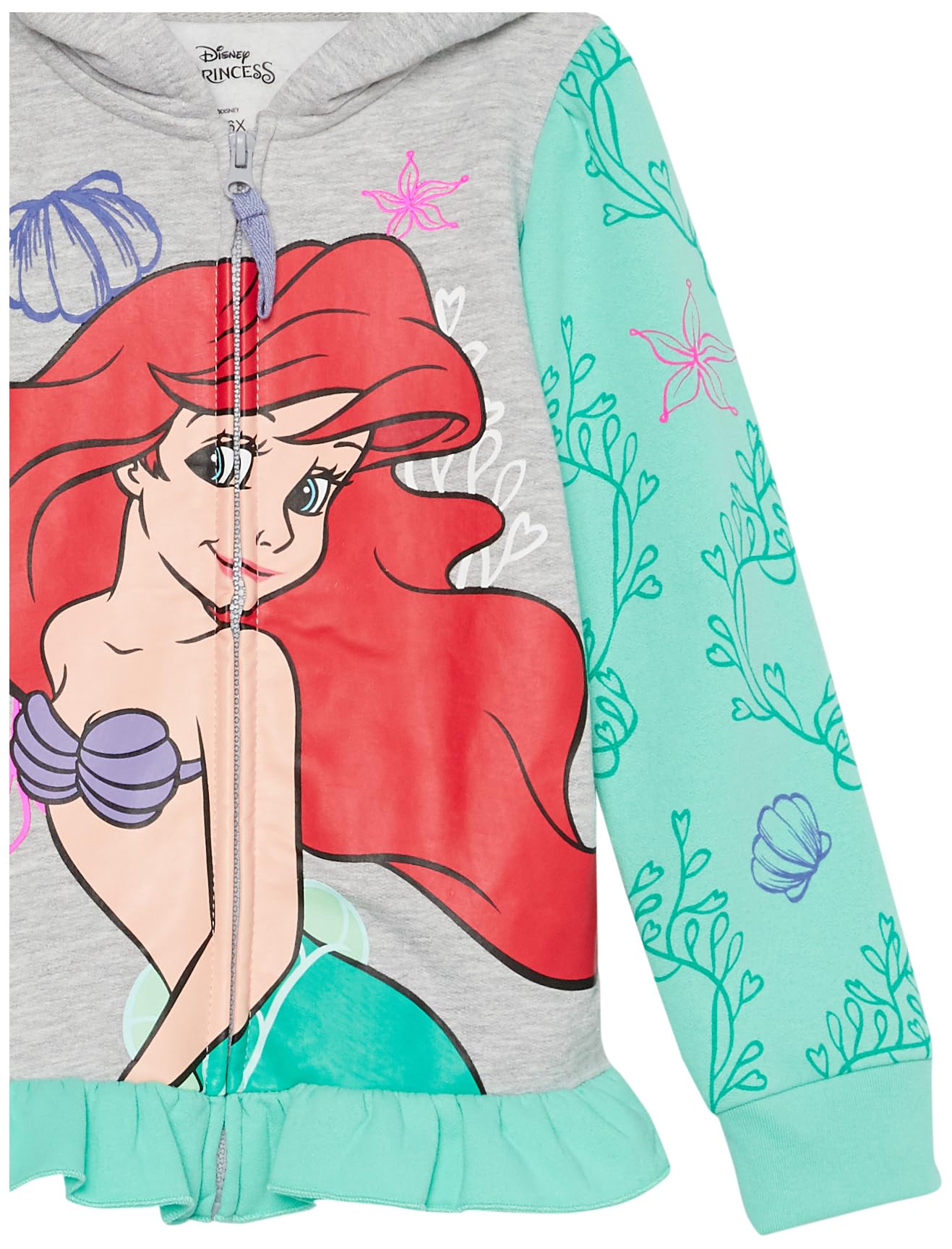 Disney Kapuzenpullover mit Reißverschluss und Rüschensaum Prinzessin Ariel Moana Belle Cinderella