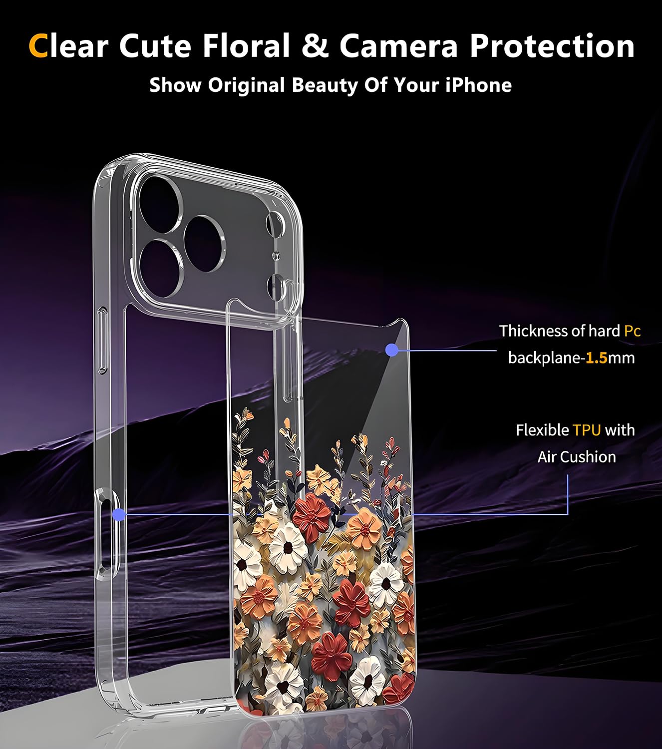 CASSETIFY フラワーモチーフ iPhone17 Pro Maxケース Amazon.com: TXXO for iPhone 17 Pro Max Case Clear Cute Flowers
