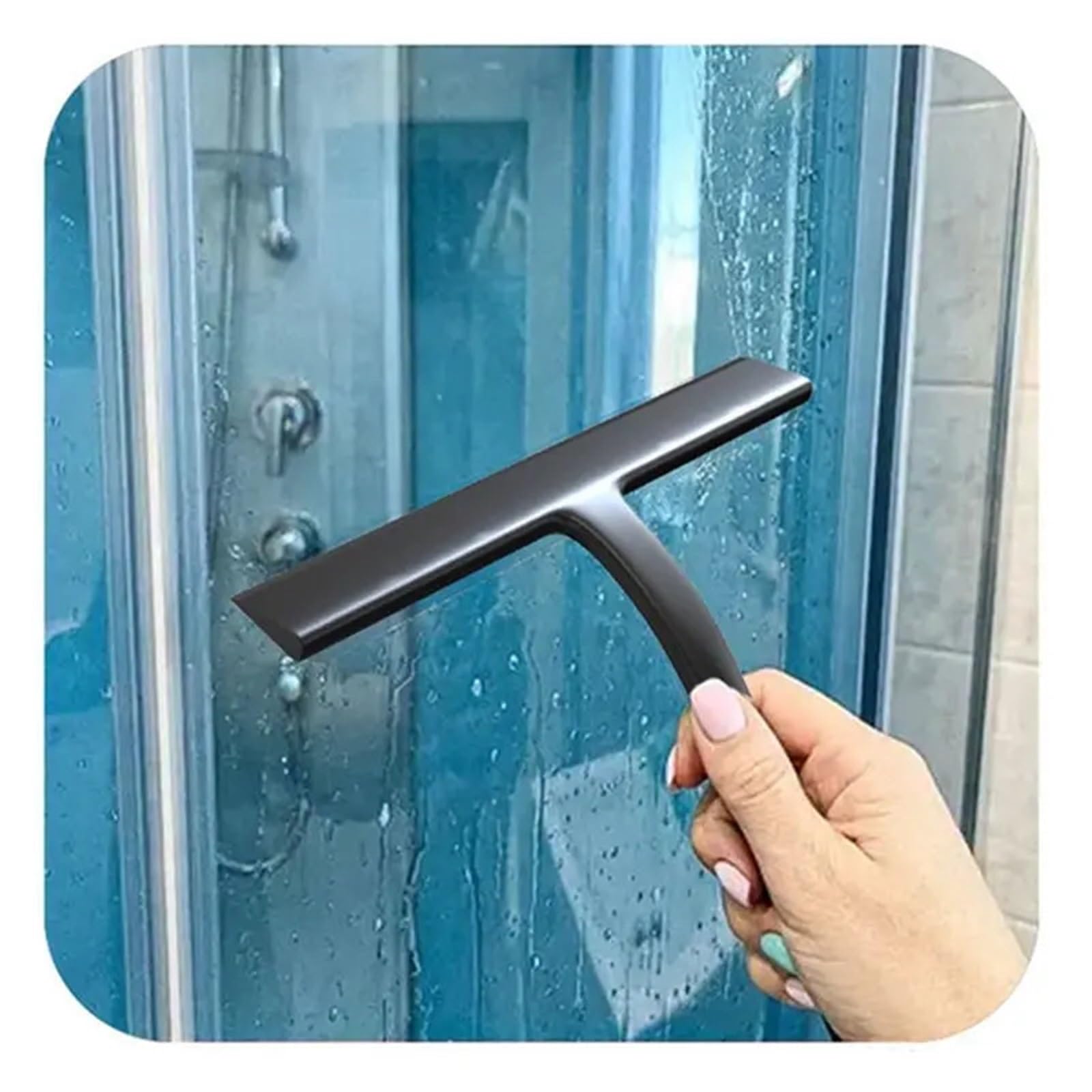 Duschabzieher Streifenfreier Silikon-Duschabzieher mit integriertem großen Haken, ergonomischem Griff und Klinge for Glastüren Badezimmerspiegel