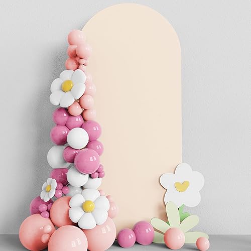 Asee'm Cubierta de arco de boda de 4 pies, cubierta de elastano ajustable blanca de 2 caras, cubierta de fondo para decoración de fiestas,