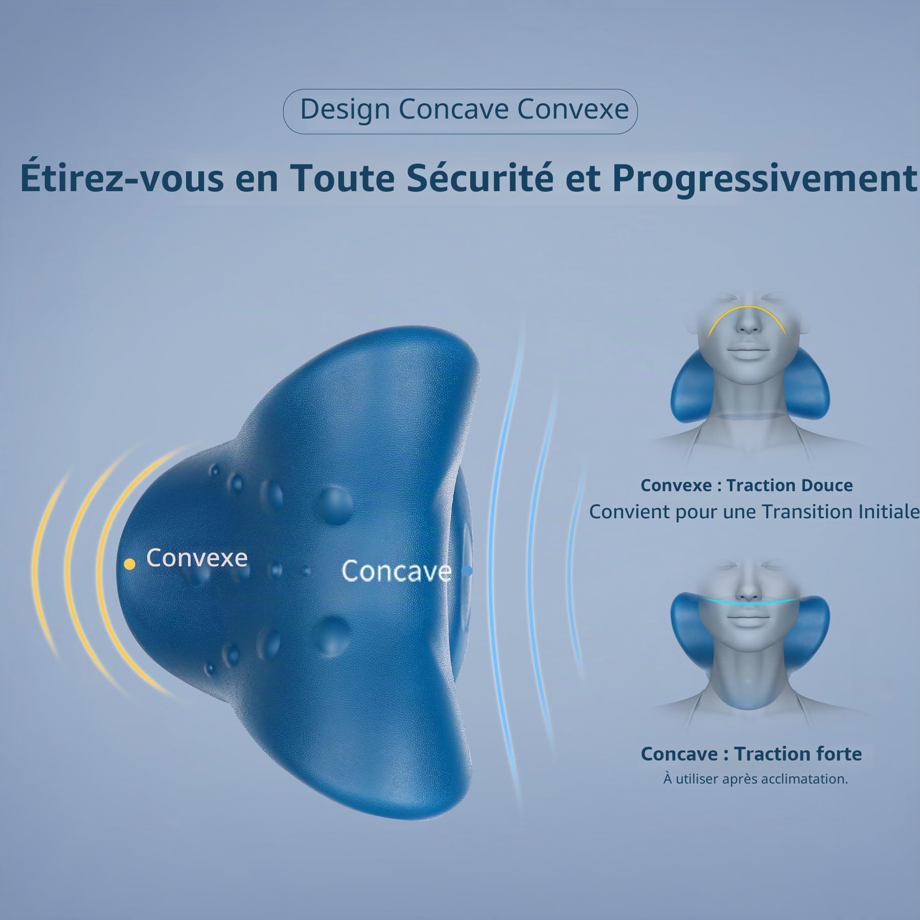 Cozyhealth Étireur de cou pour soulager les douleurs cervicales, relaxant du cou et des épaules, dispositif de traction cervicale, oreiller pour soulager la douleur de l'ATM (bleu foncé)