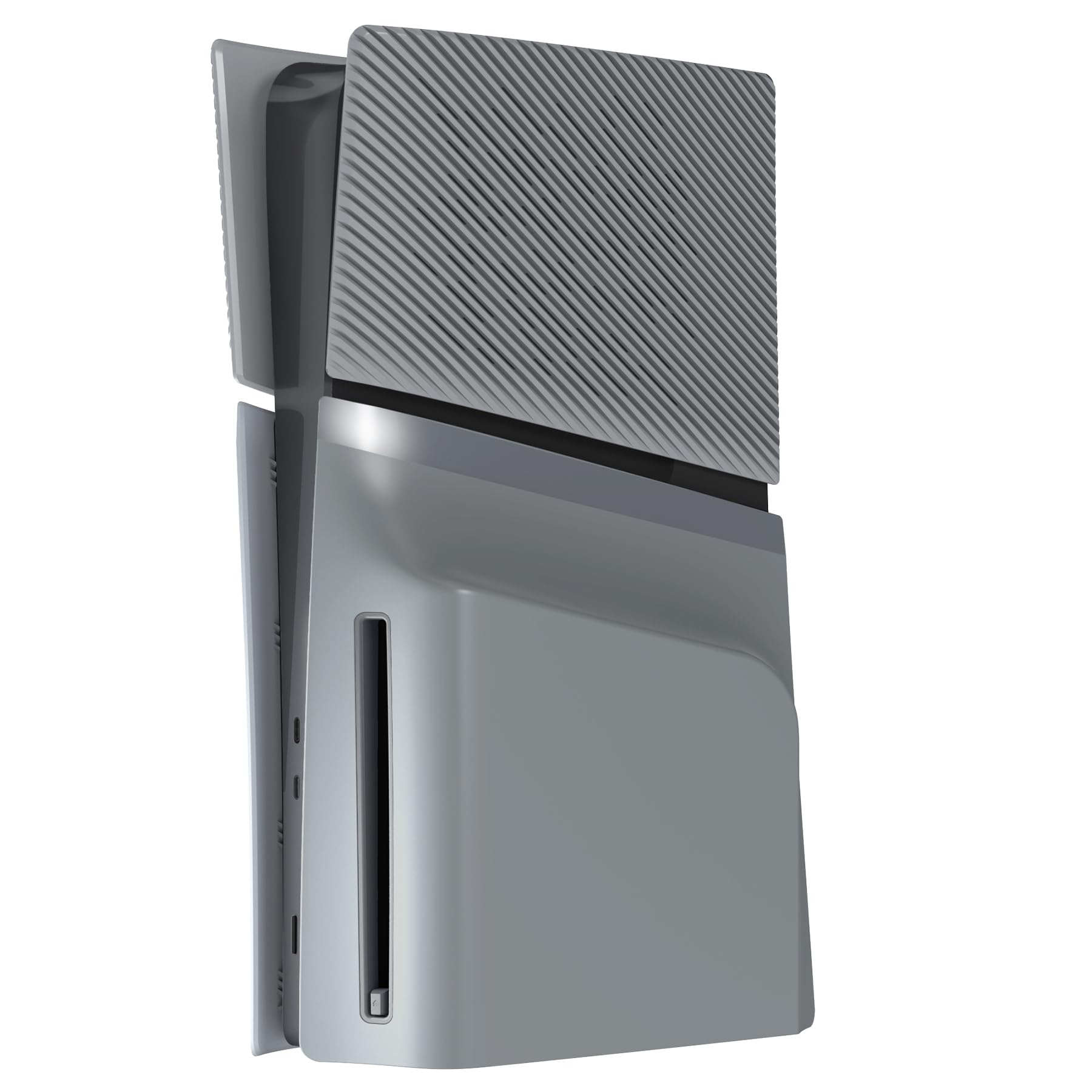 eXtremeRate eXcover Wymienny Górny Dolny Panel Konsoli Kompatybilny z ps5 Slim Disc Edition, Boczne Panele Obudowy Tylna Pokrywa z Otworem Wentylacyjnym Kompatybilna z ps5 Slim Disc Konsolą–Szary